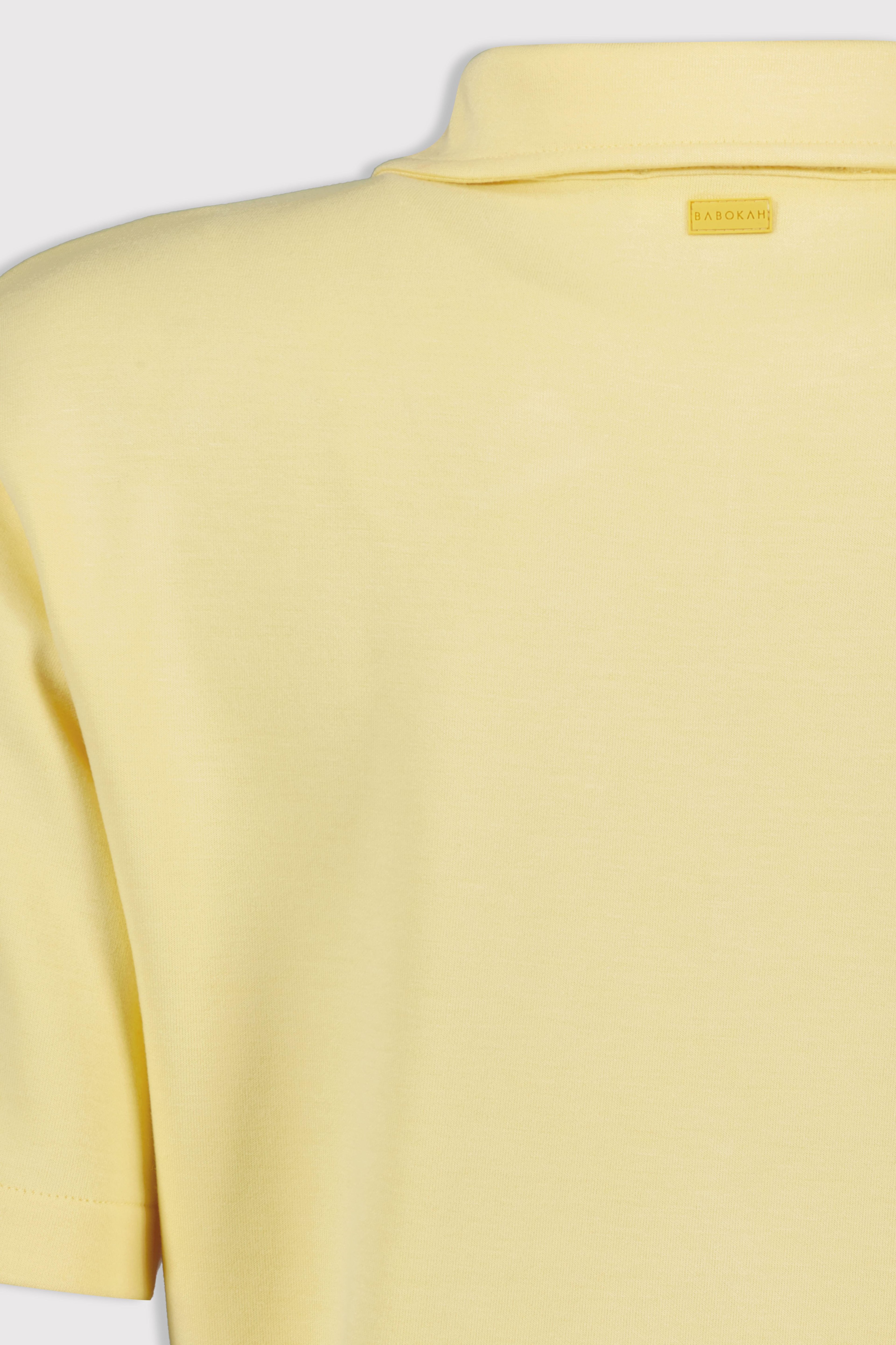 Polo Yaka Fermuarlı Kısa Kol Tshirt - SARI
