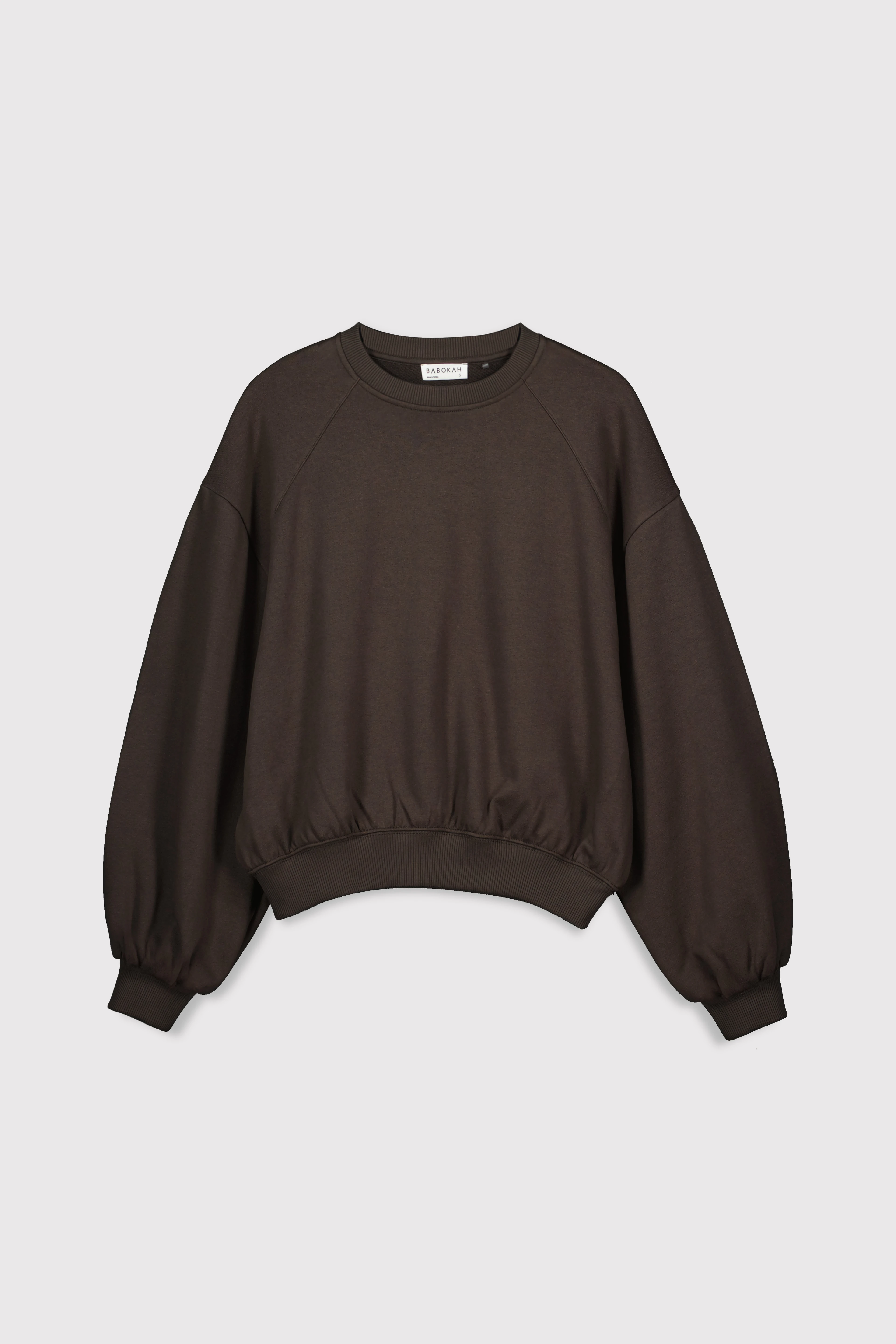 Dikişli Balon Kol Sweatshirt - KAHVERENGİ