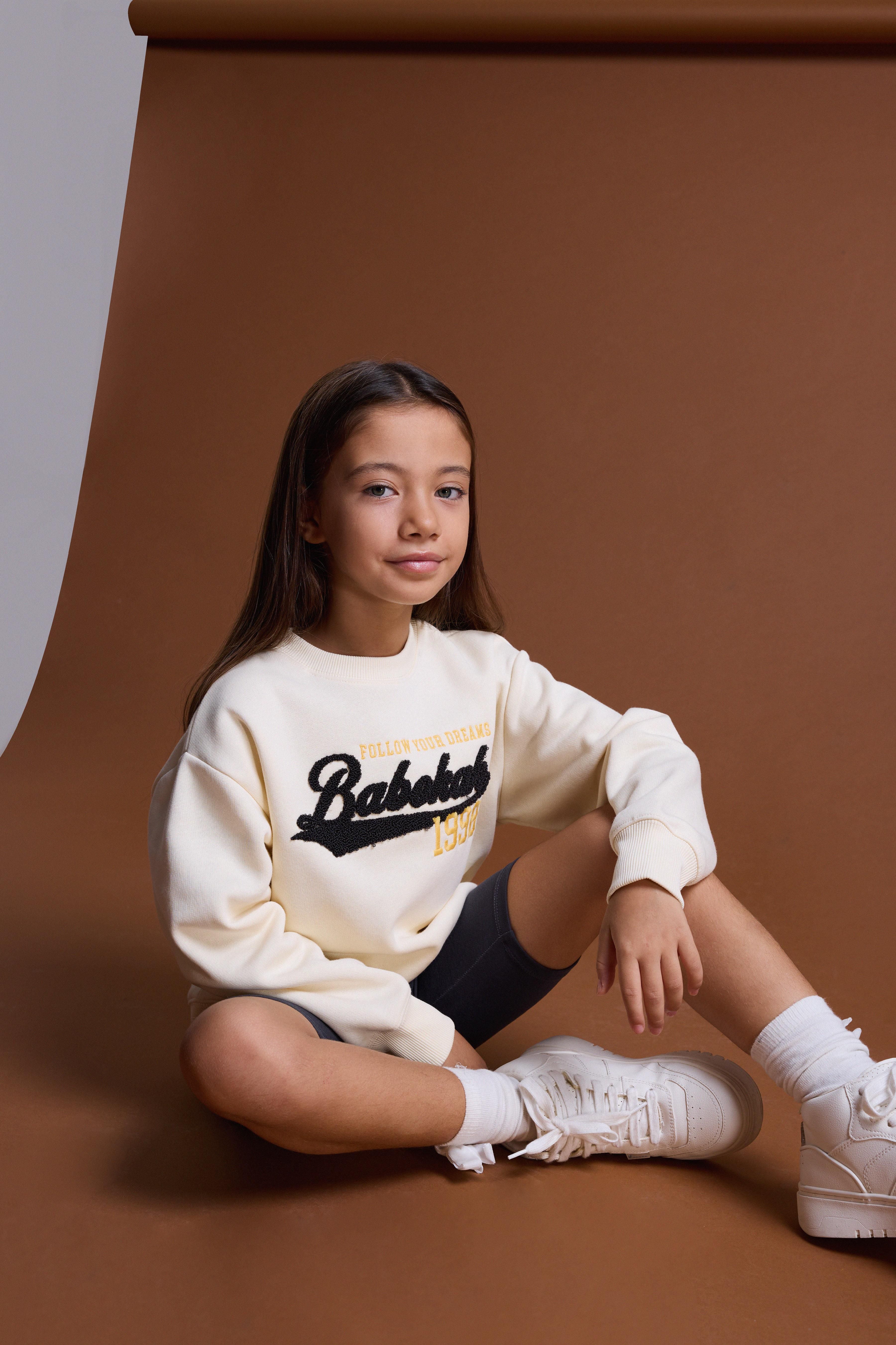 (Kids Girl) Kolej Aplikeli Sweatshirt - EKRU