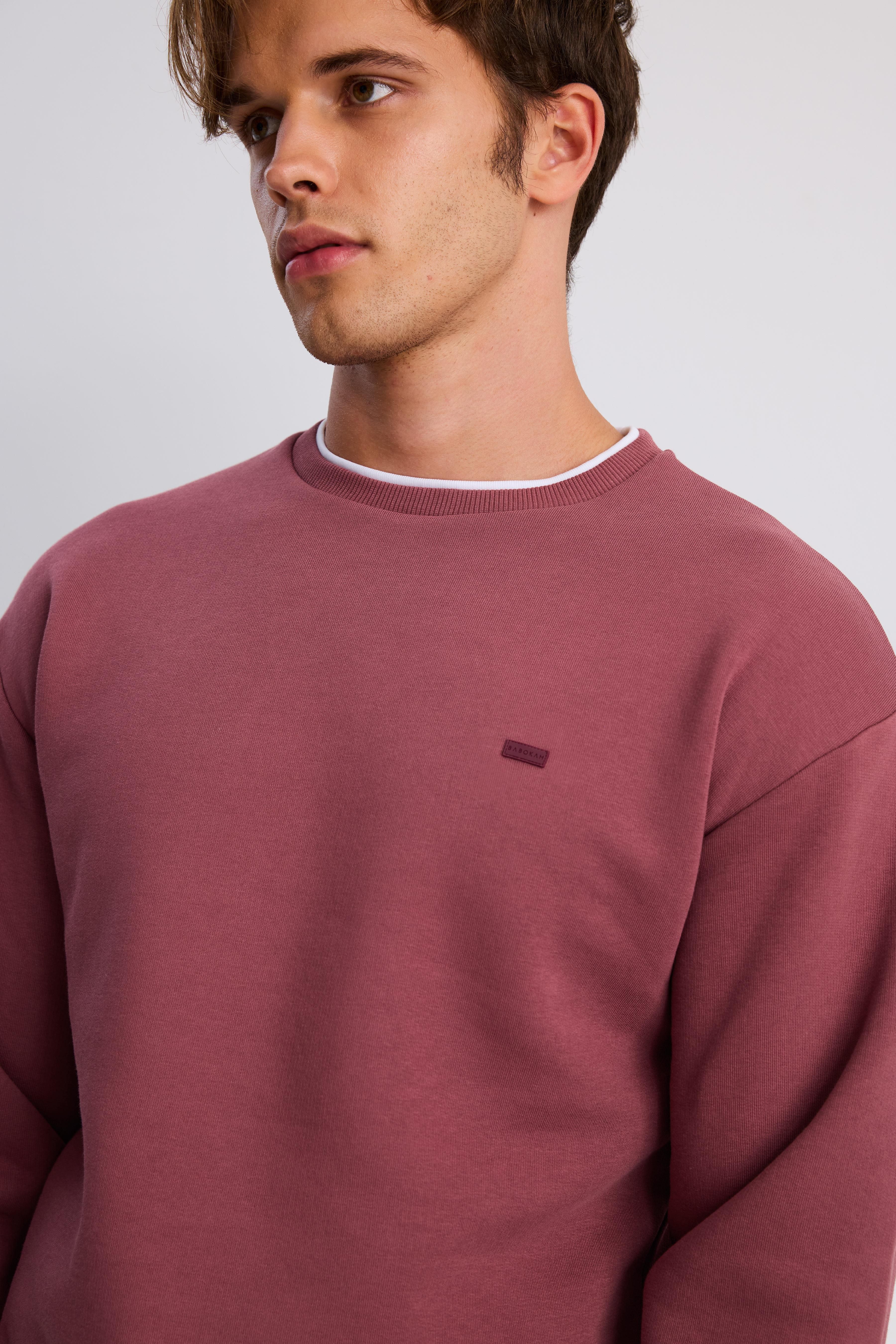 Çift Yaka Comfort Sweatshirt - BORDO