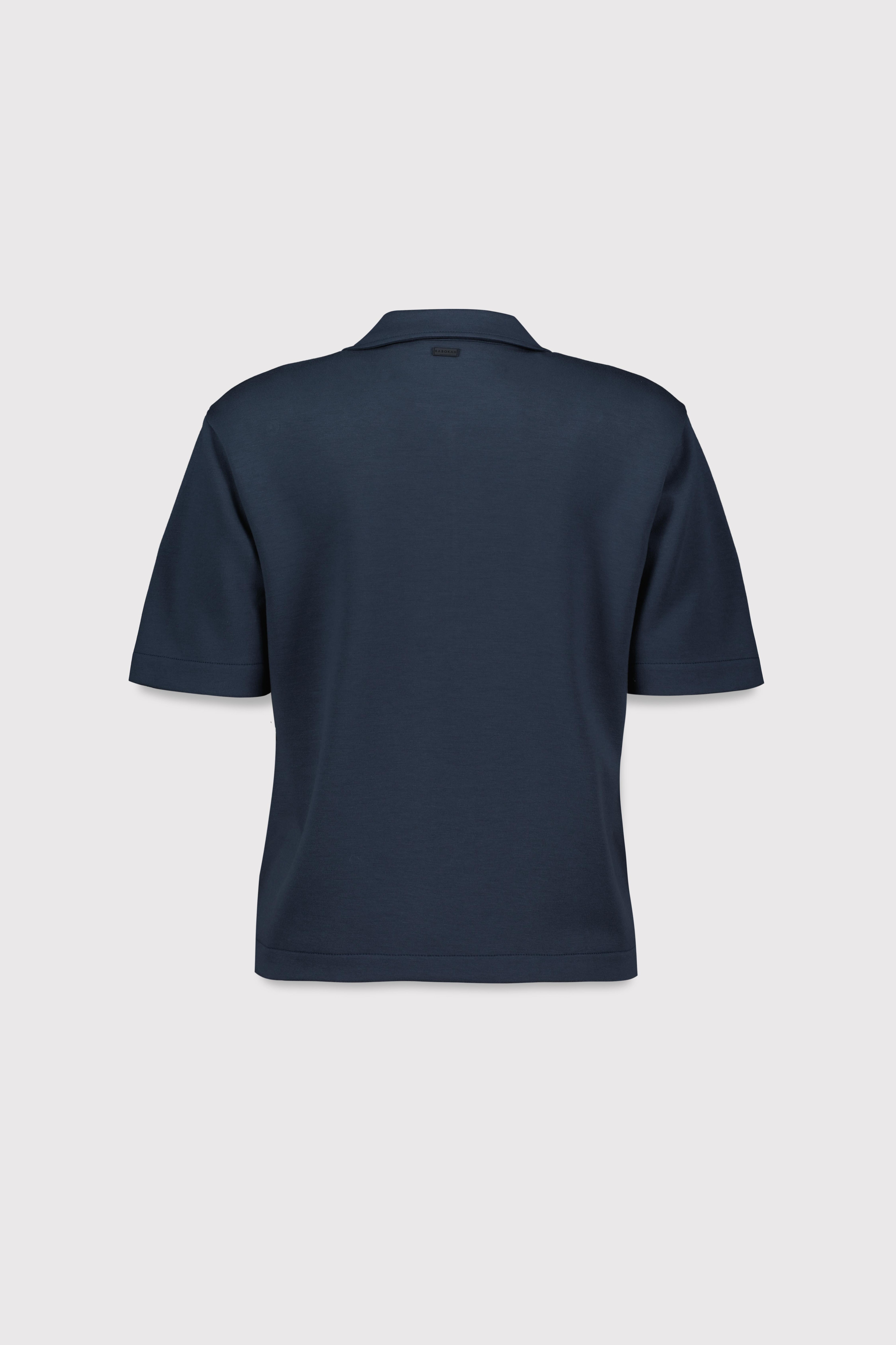 Polo Yaka Fermuarlı Kısa Kol Tshirt - LACİVERT