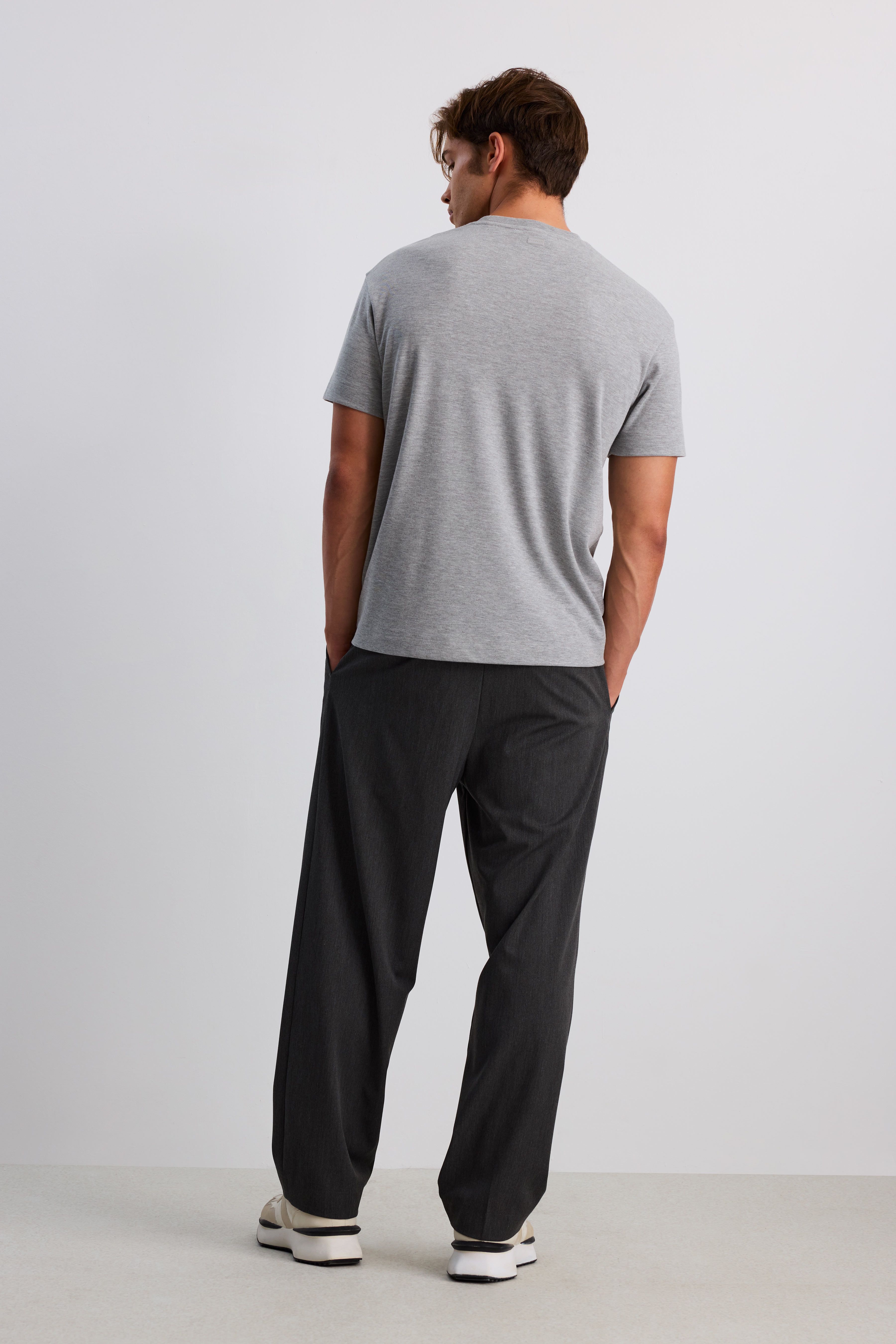 Premium Pamuk Basic Tshirt - KOYU GRİ MELANJ