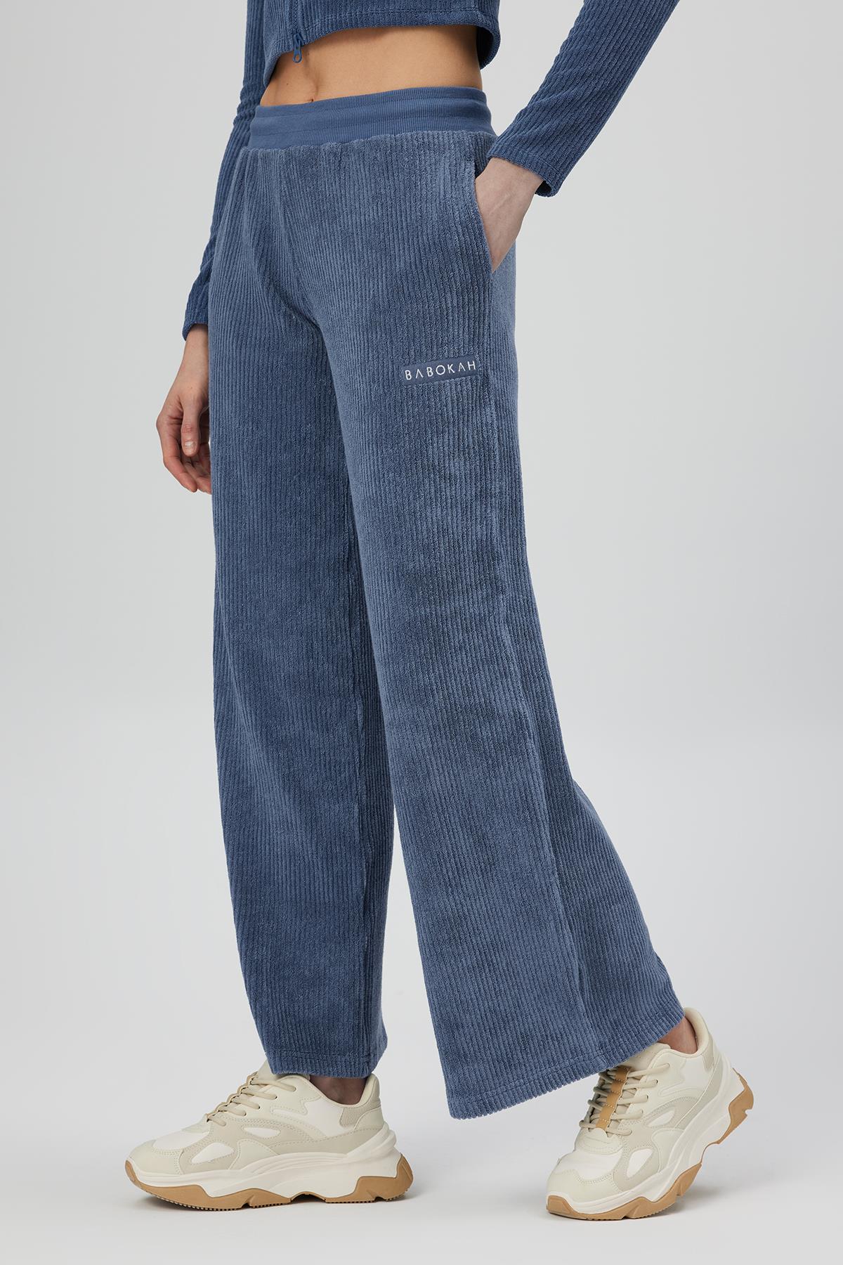 Düşük Bel Havlu Culotte Pantolon - MAVİ