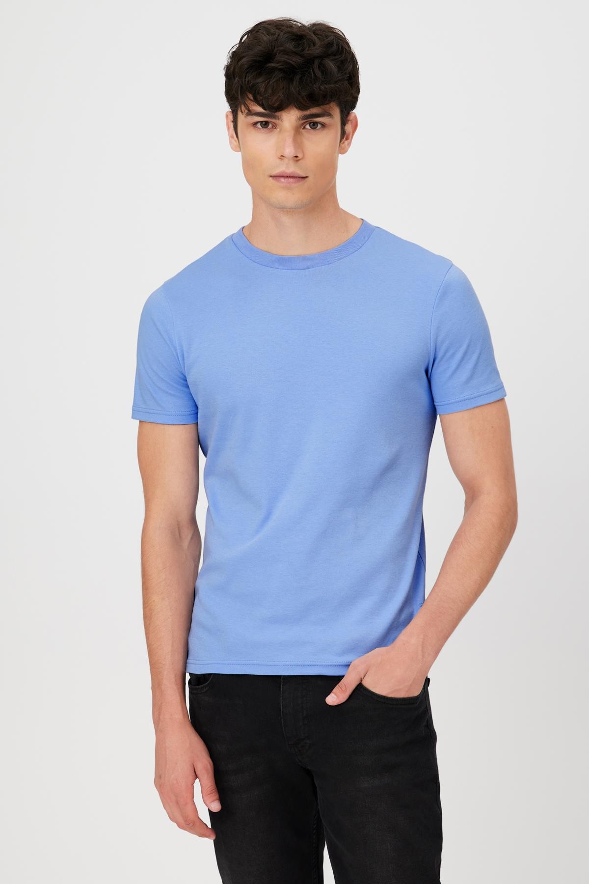 Slim Fit Basic Kısa Kol T Shirt - LİLA