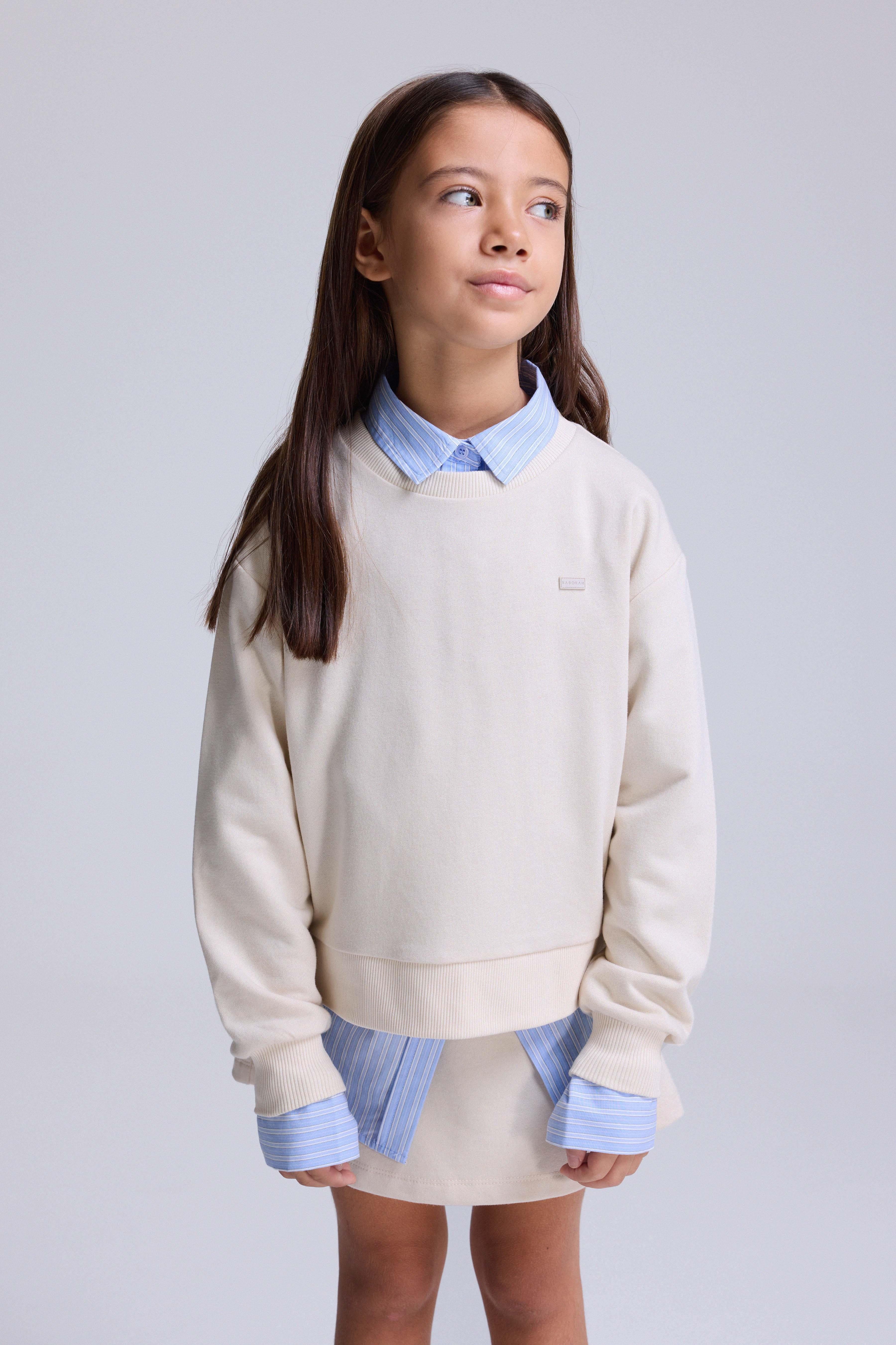 (Kids Girl) Loose Fit Şardonsuz Sweatshirt