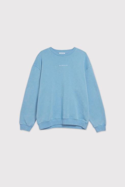 Eskitme Efektli Loose Fit Unisex Sweatshirt - MAVİ