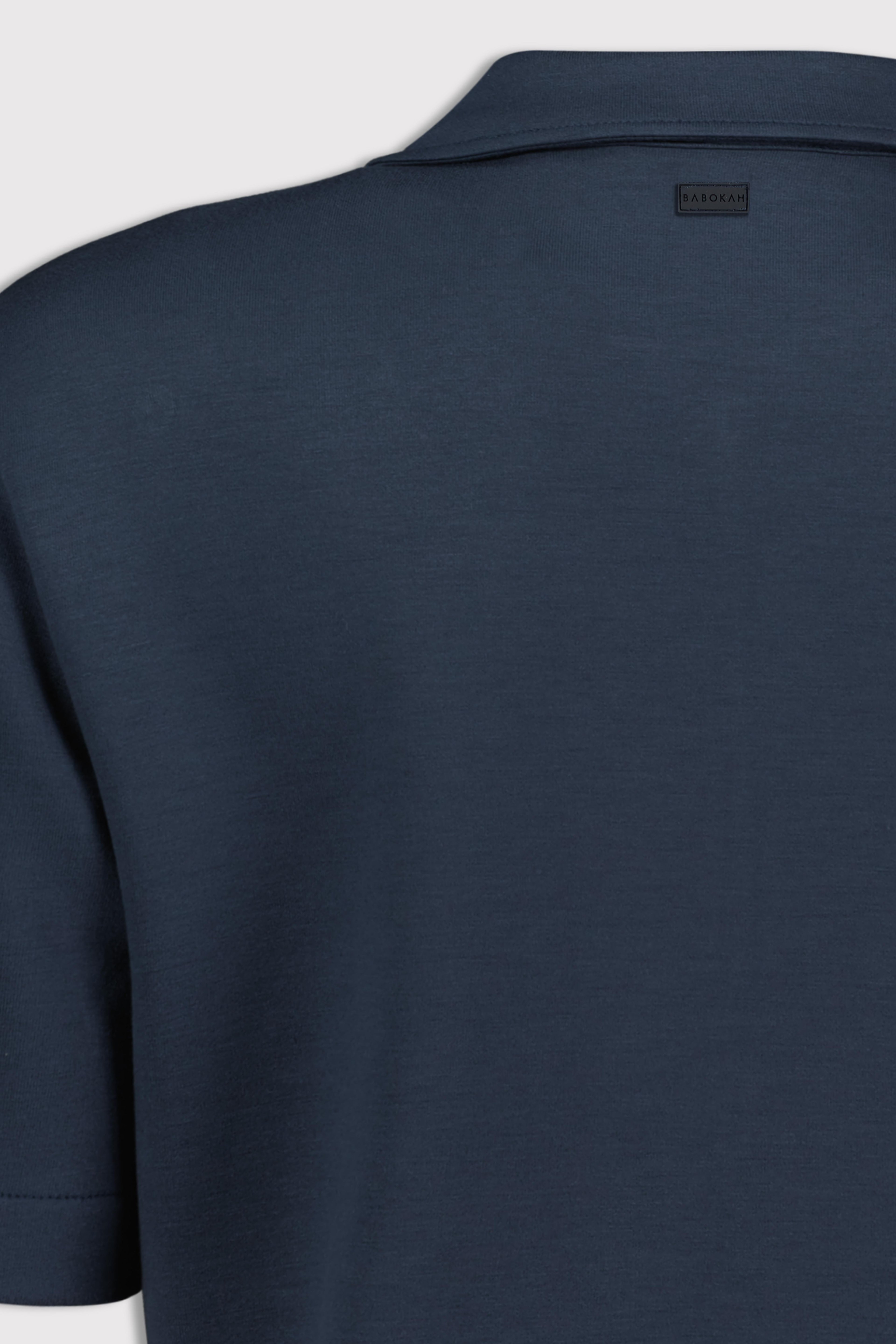 Polo Yaka Fermuarlı Kısa Kol Tshirt - LACİVERT