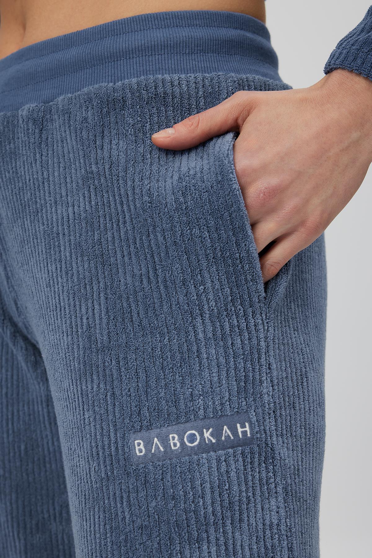 Düşük Bel Havlu Culotte Pantolon - MAVİ