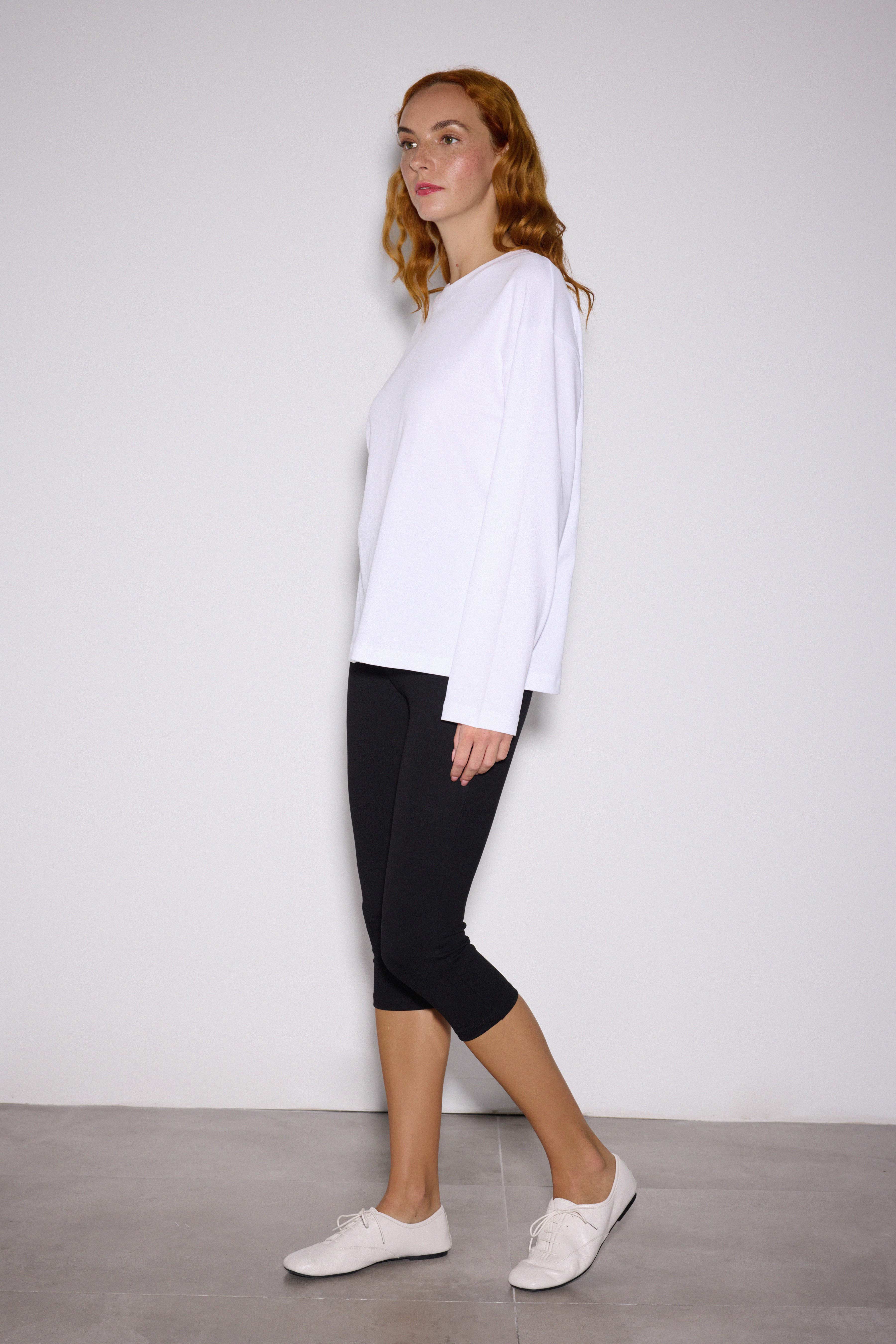 Premium Uzun Kol Oversize Tshirt - BEYAZ
