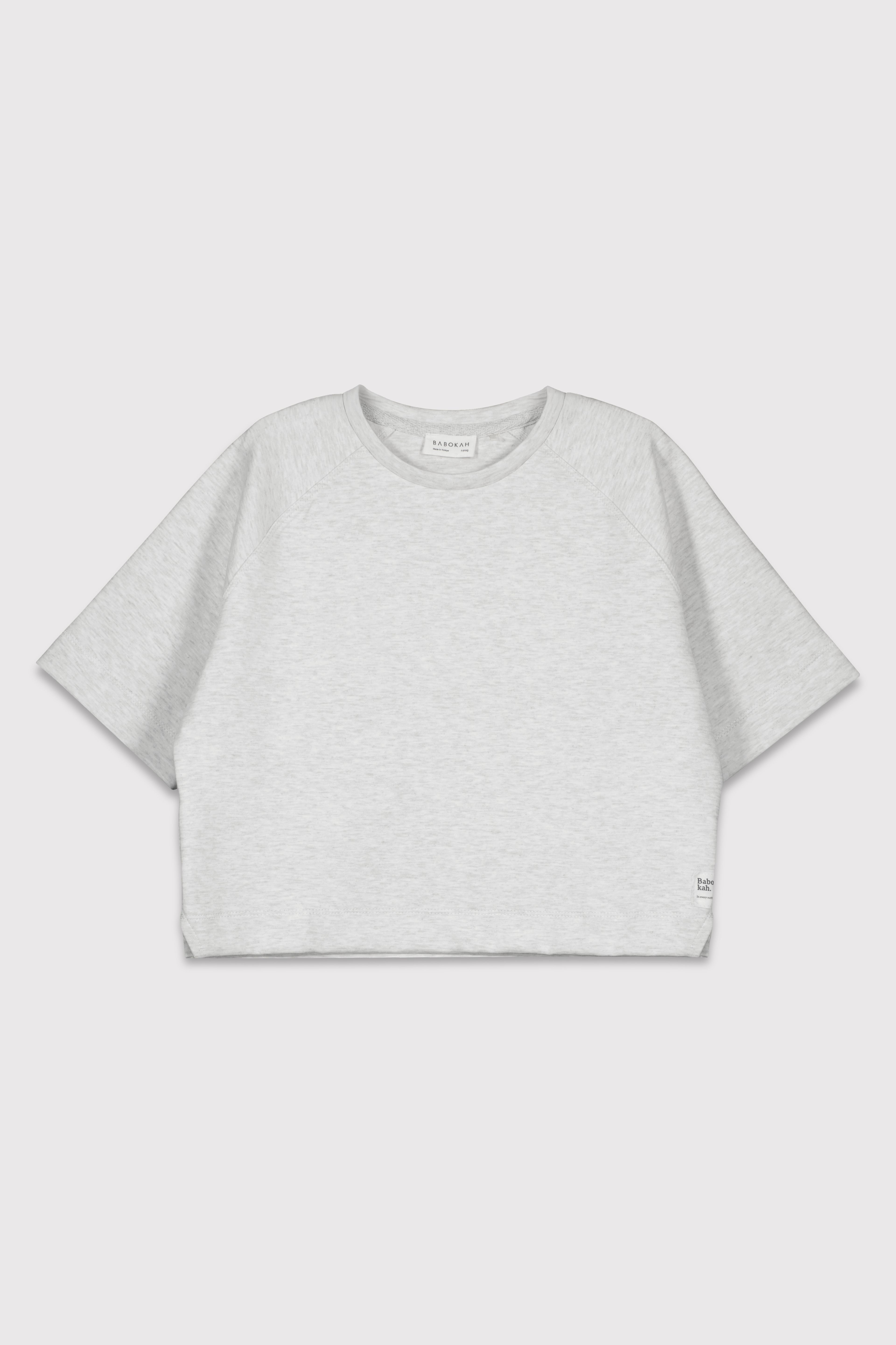 Boxy Fit Reglan Kol Tshirt - AÇIK GRİ MELANJ