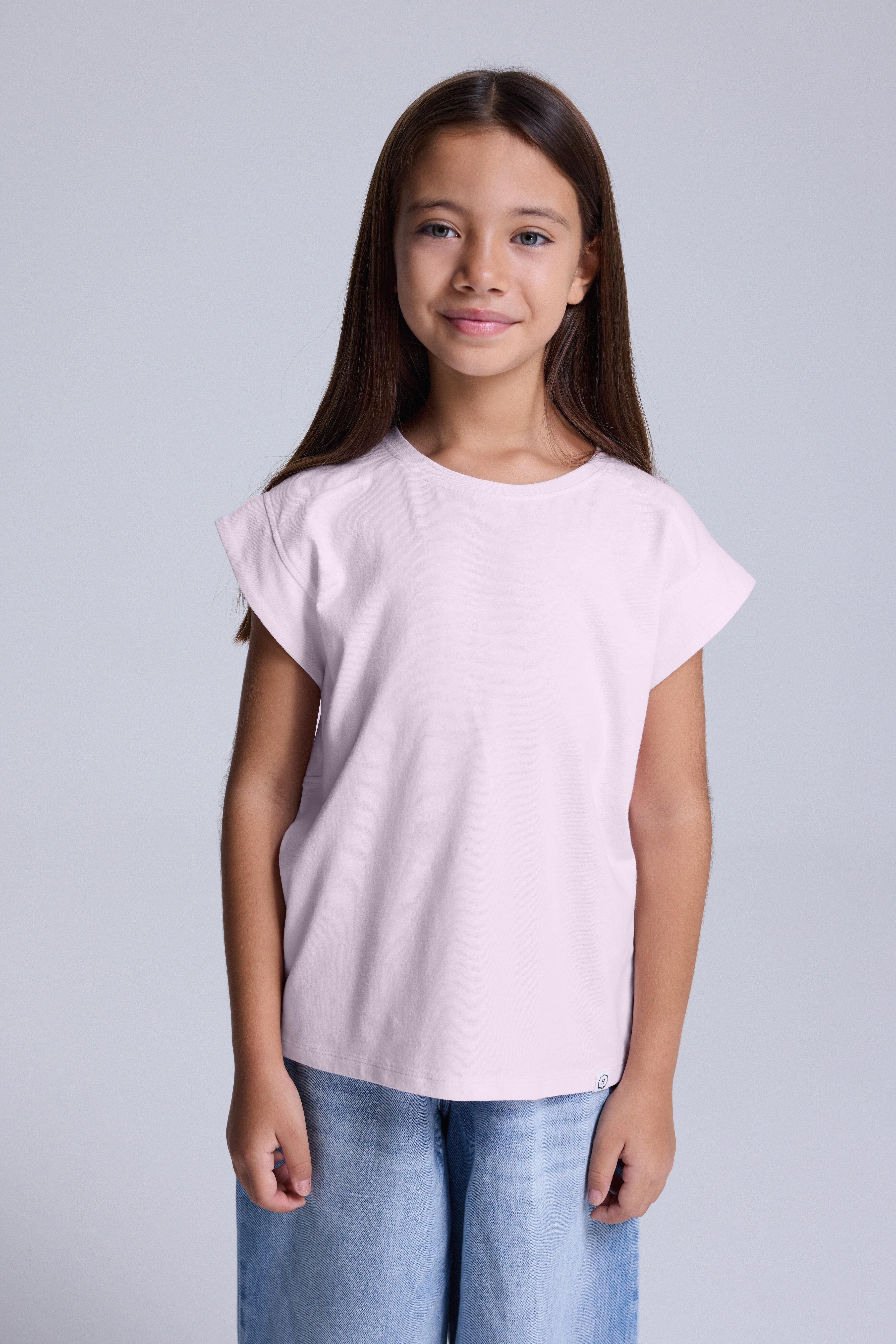 (Kids Girl) Kısa Kol Boxy Tshirt - AÇIK PEMBE