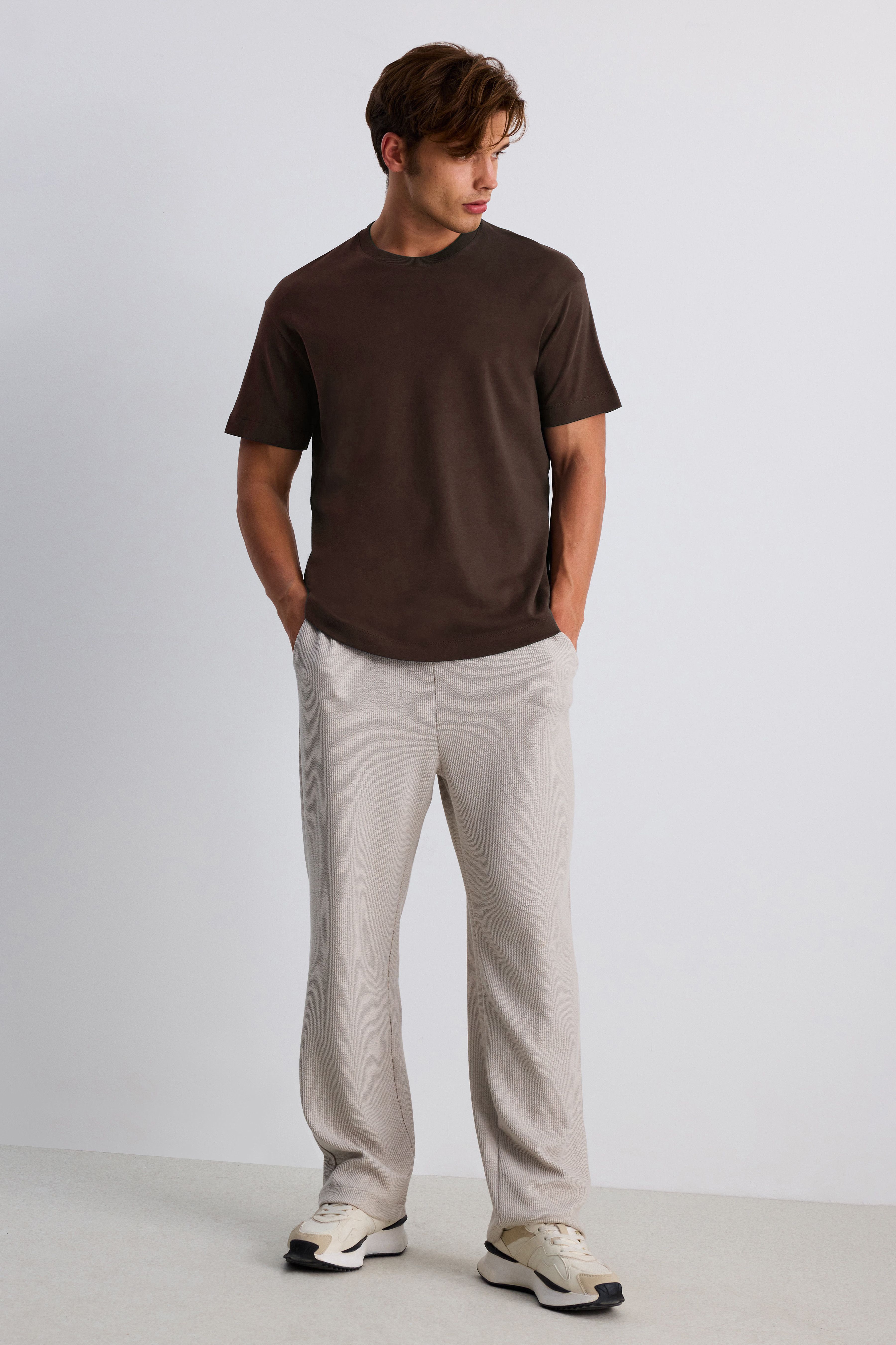 Premium Pamuk Basic Tshirt - KAHVERENGİ