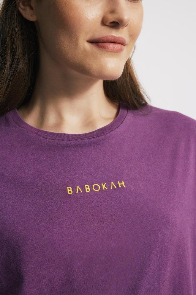 Yıkama Efektli Comfort Fit Kadın Tshirt - MOR