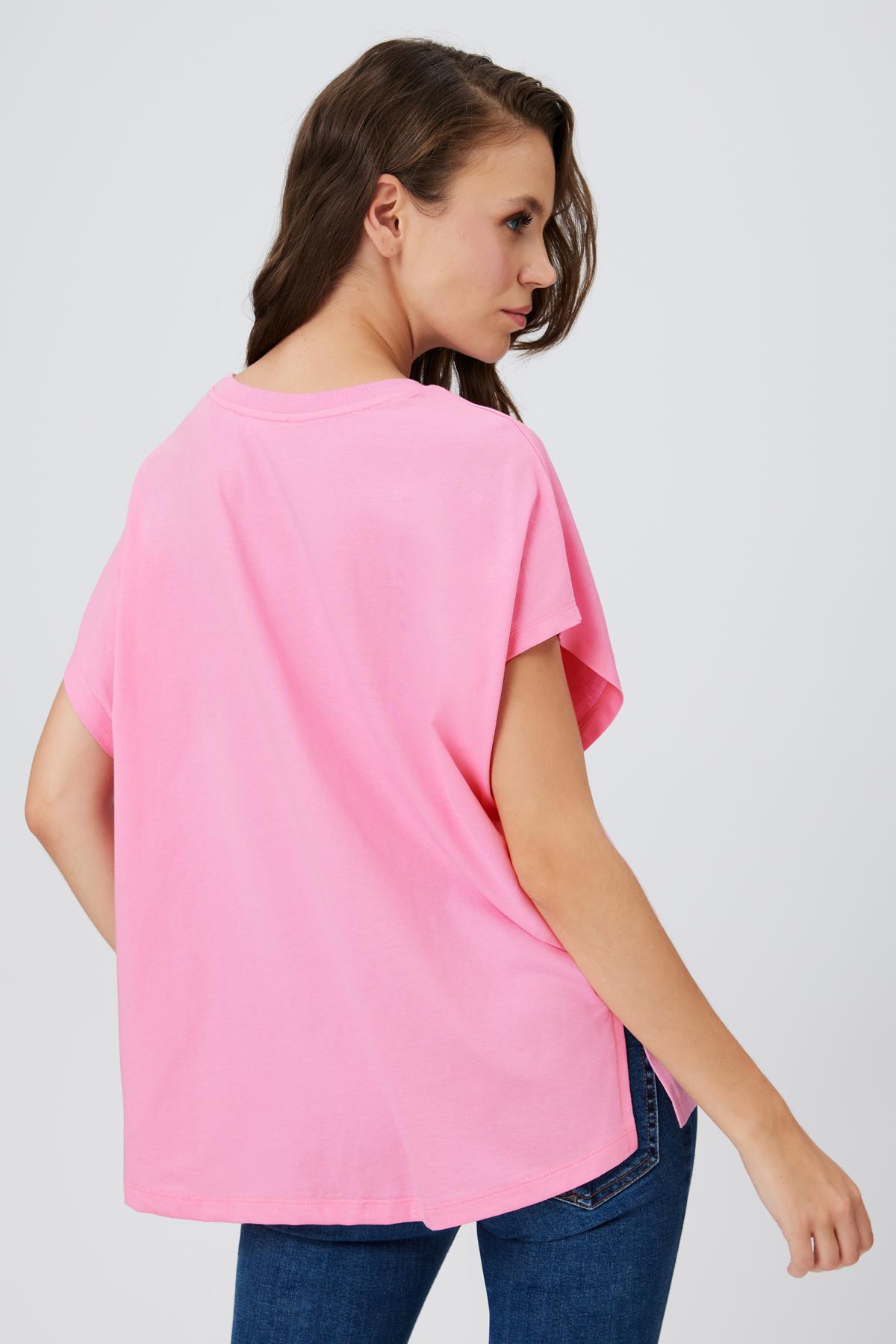 Bisiklet Yaka Düşük Omuz Oversize T-Shirt