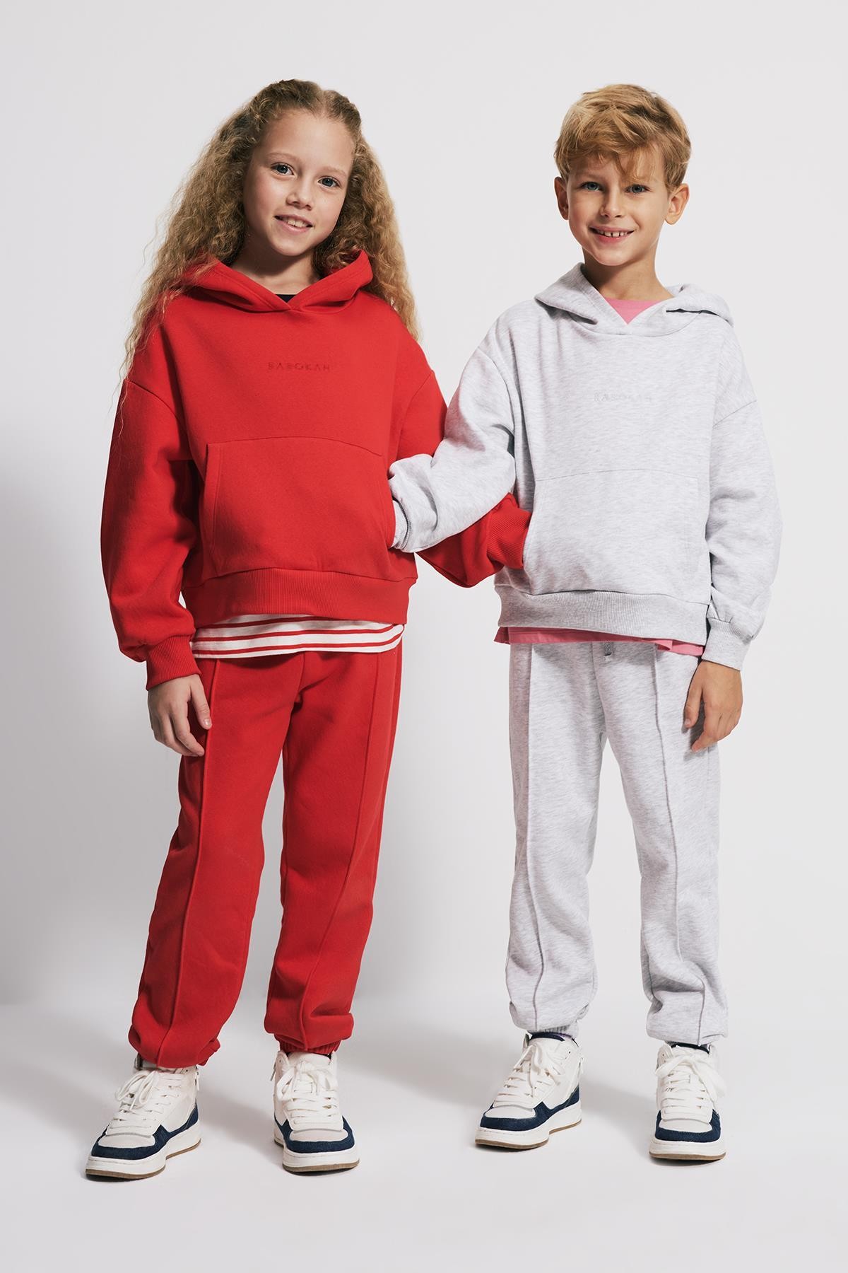(Kids) Kapüşonlu Oversize Fit Unisex Sweatshirt - KIRMIZI