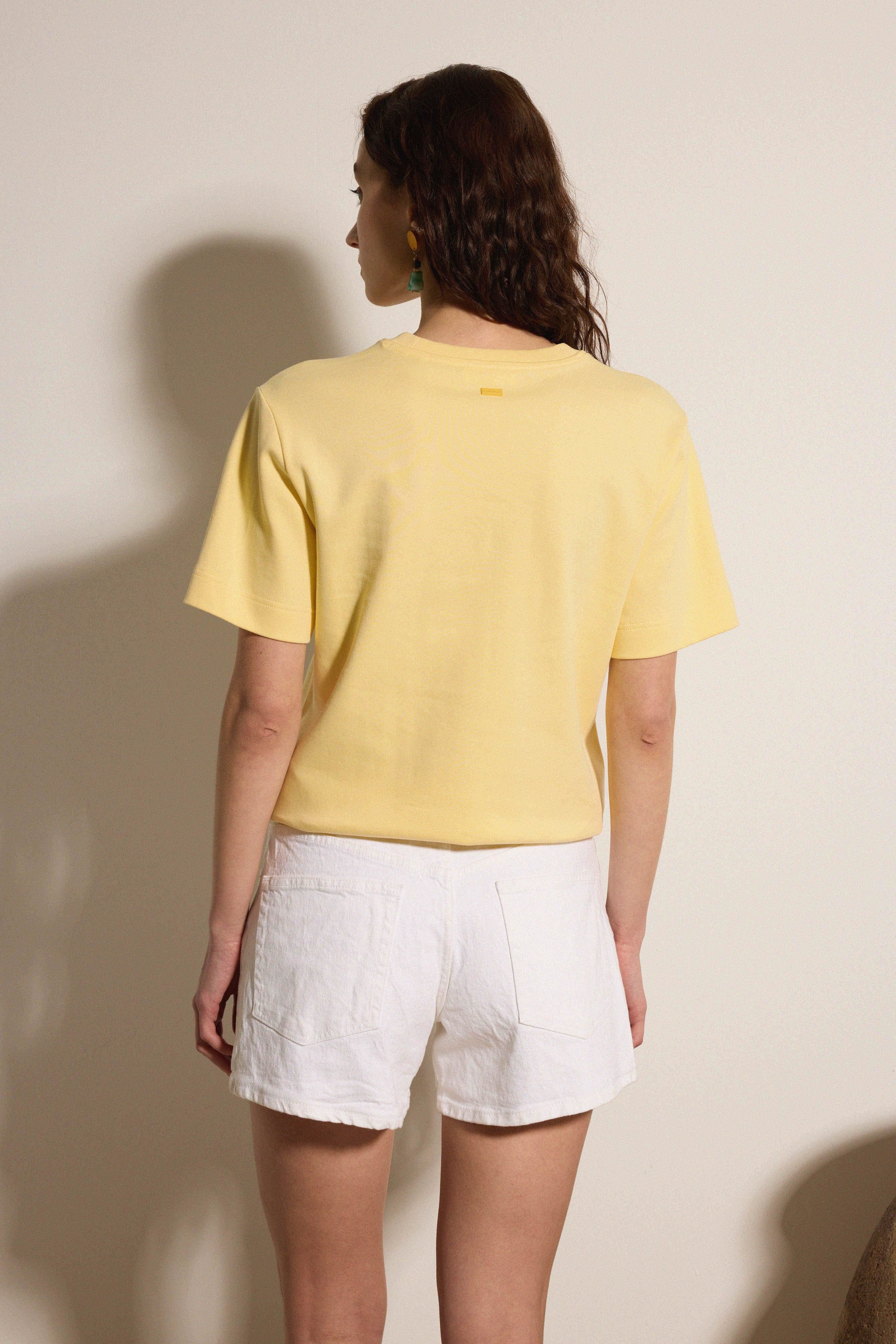 Premium Pamuk Basic Tshirt - SARI