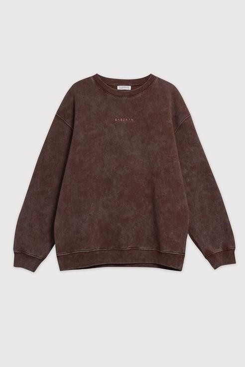 Eskitme Efektli Loose Fit Unisex Sweatshirt