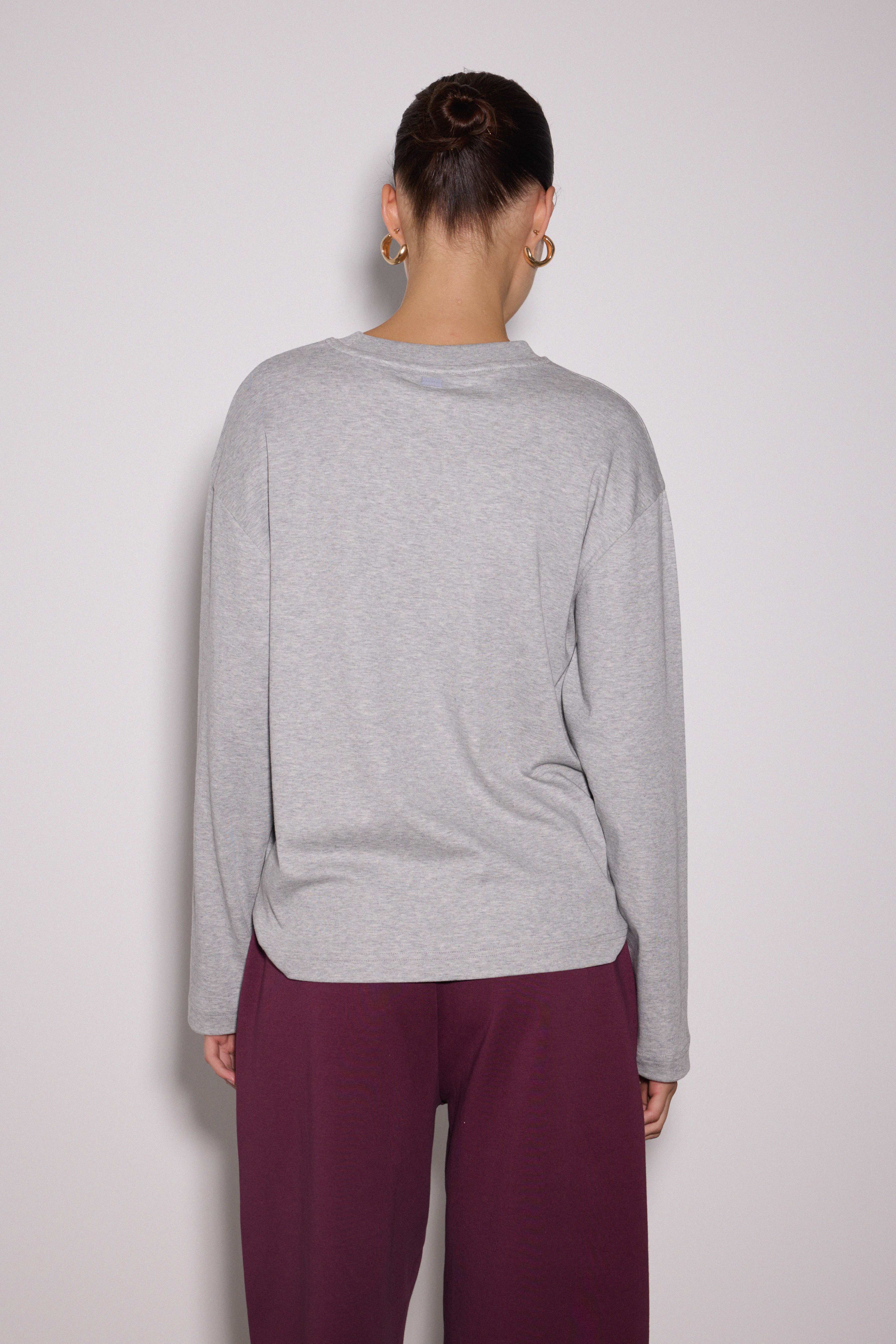 Premium Uzun Kol Oversize Tshirt - KOYU GRİ MELANJ