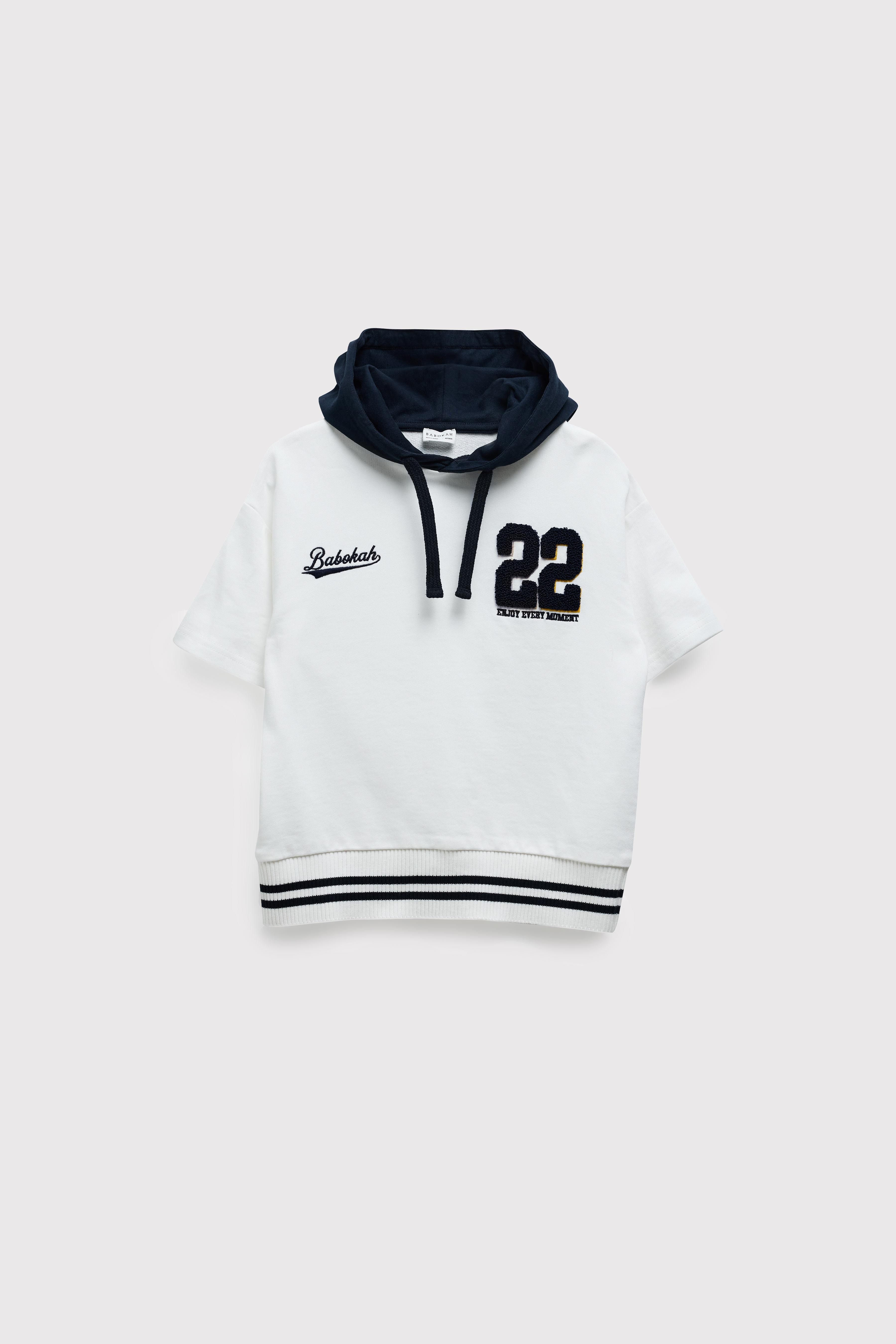 (Kids Boy) Kapüşonlu Kısa Kol Sweatshirt