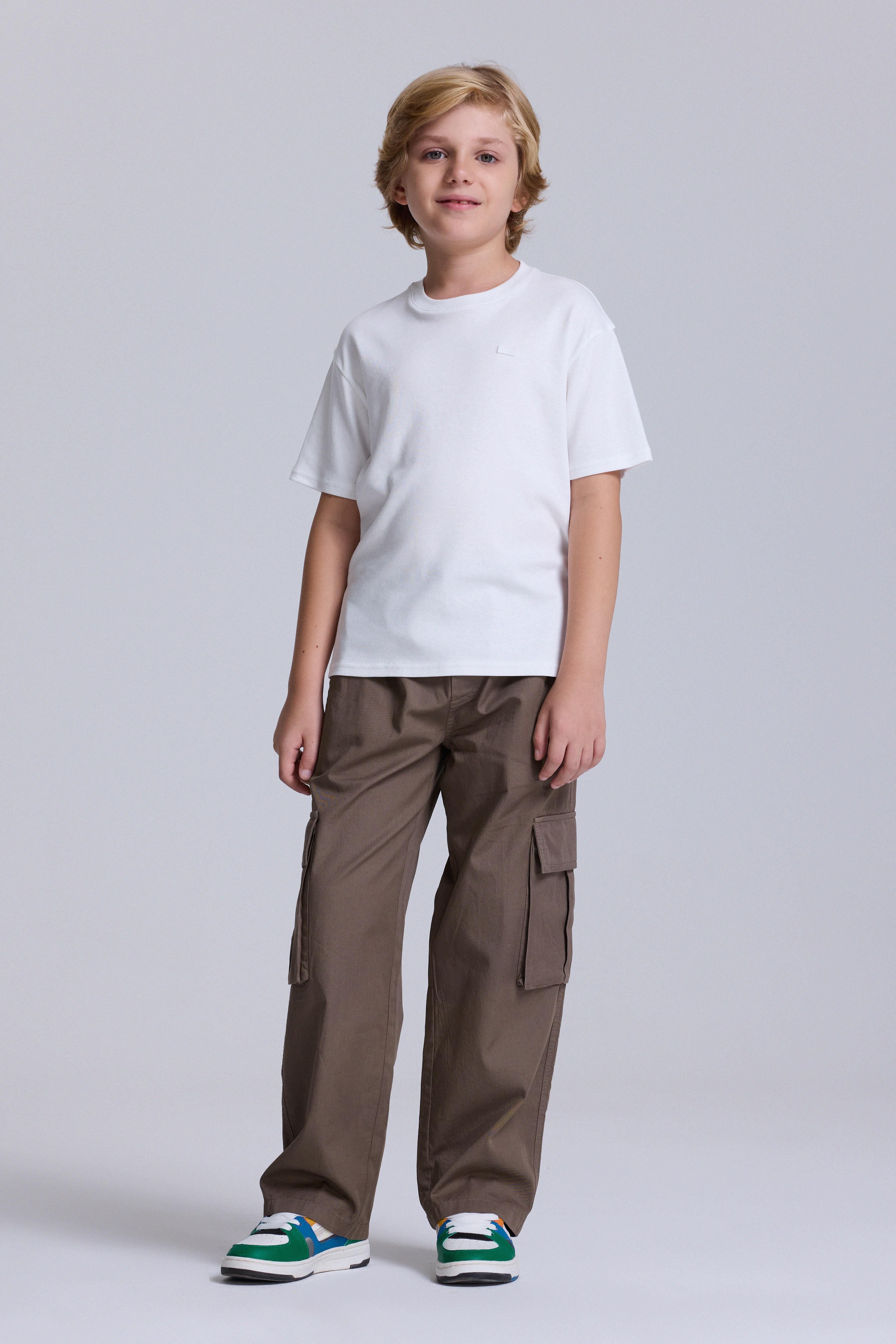 (Kids Boy) Premium Pamuk İnterlok Tshirt - EKRU