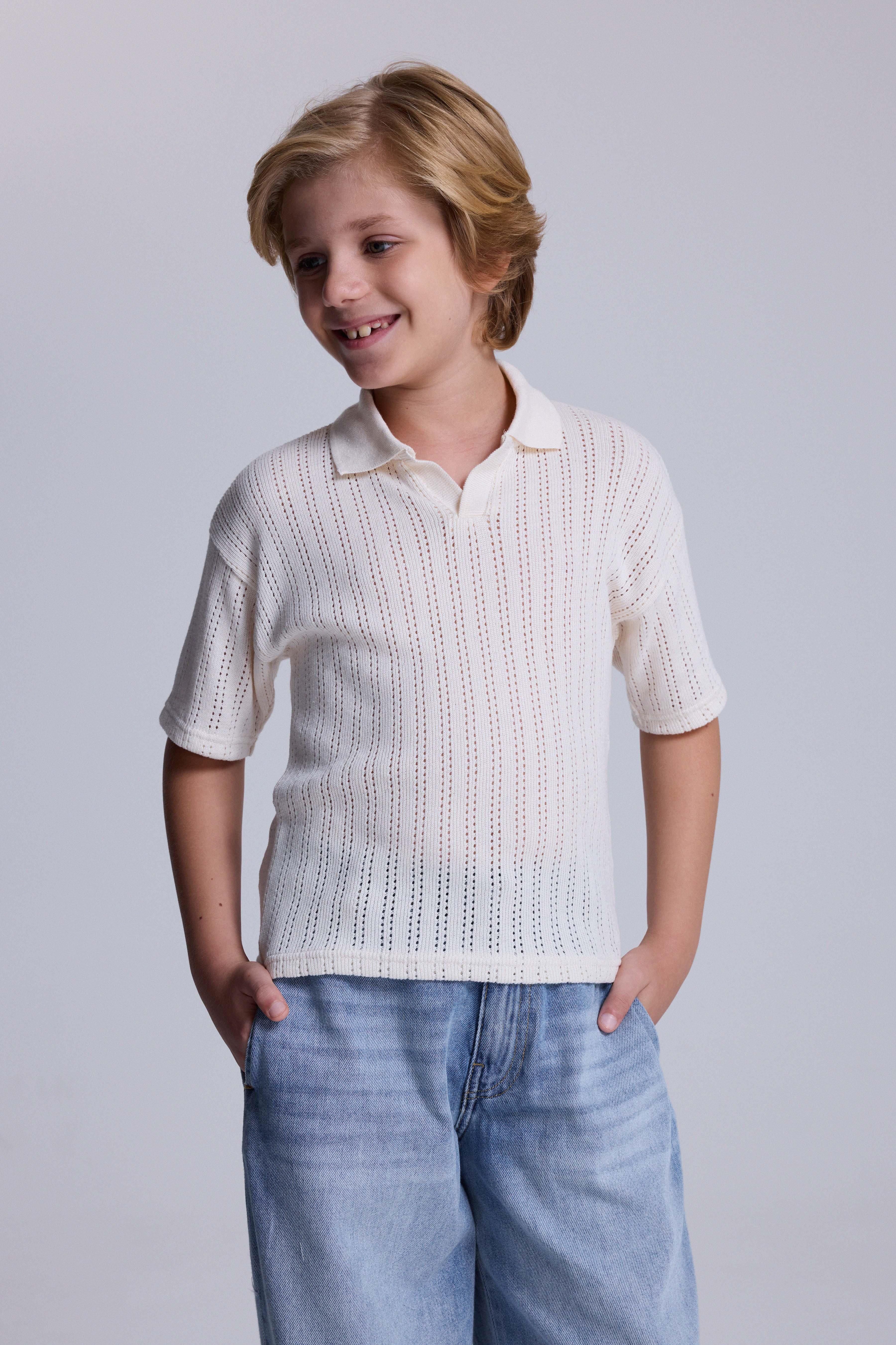 (Kids Boy) Kroşe Örme Polo Tshirt