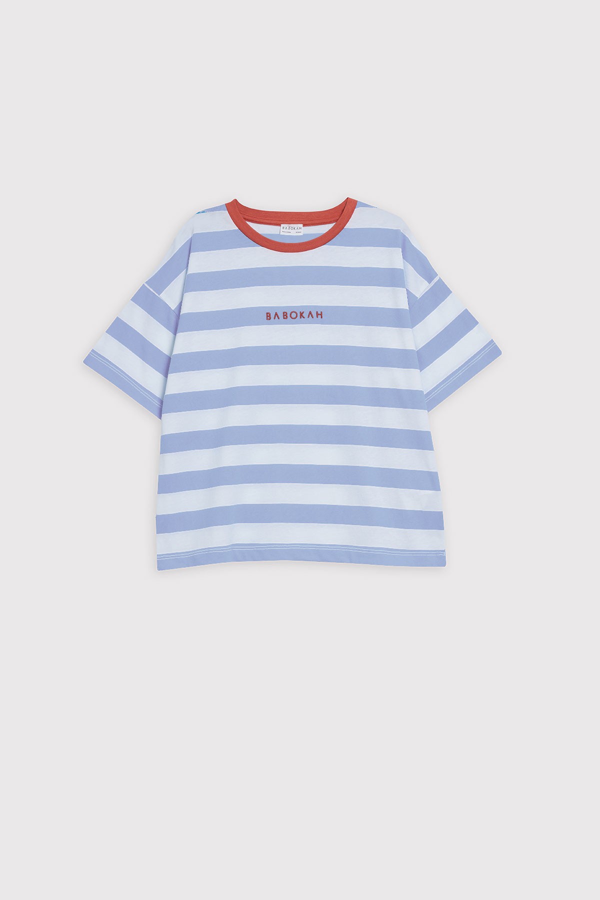 (Kids Boy) Oversize fit Çizgili T-shirt - MAVİ BEYAZ ÇİZGİLİ