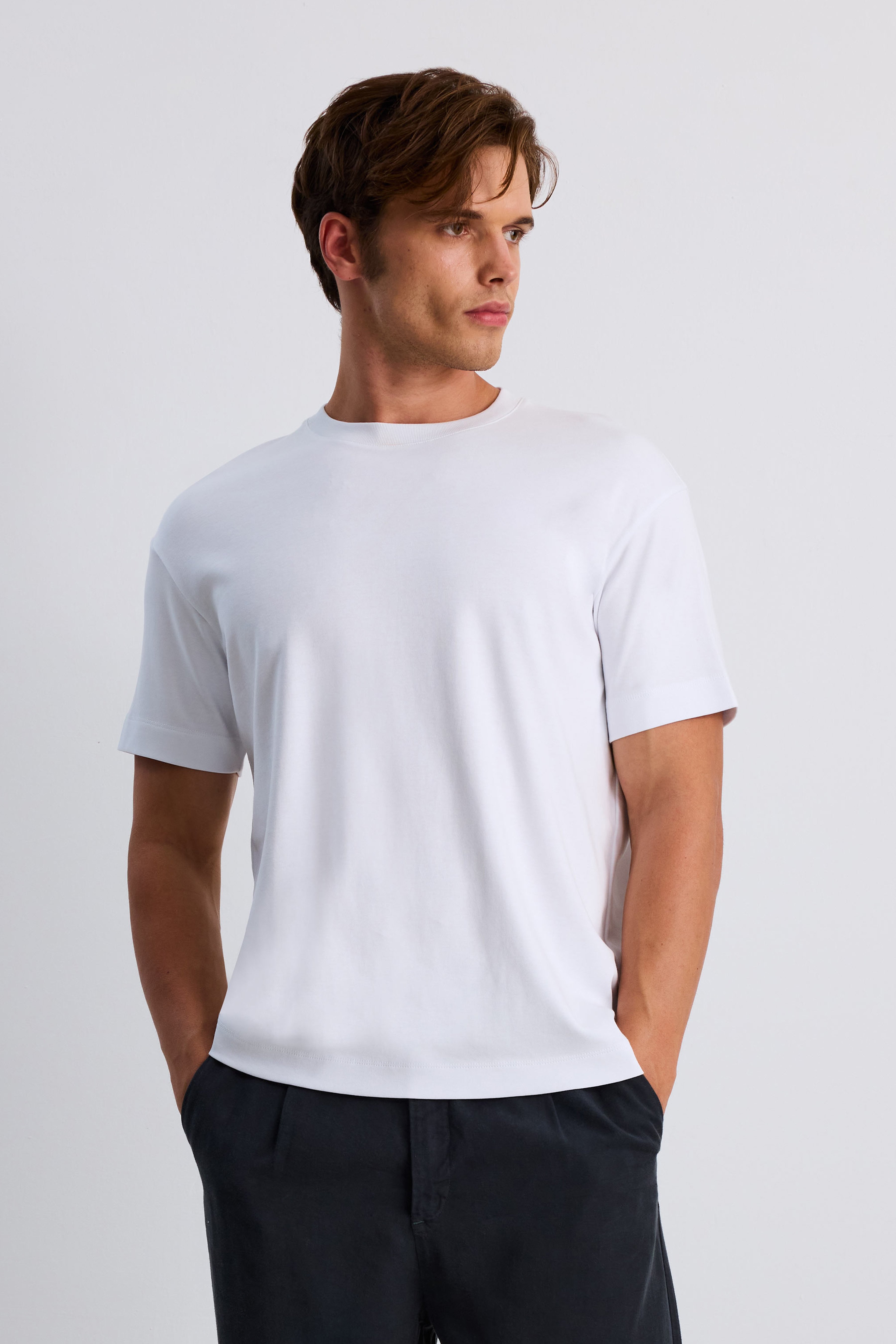 Premium Pamuk Basic Tshirt - BEYAZ