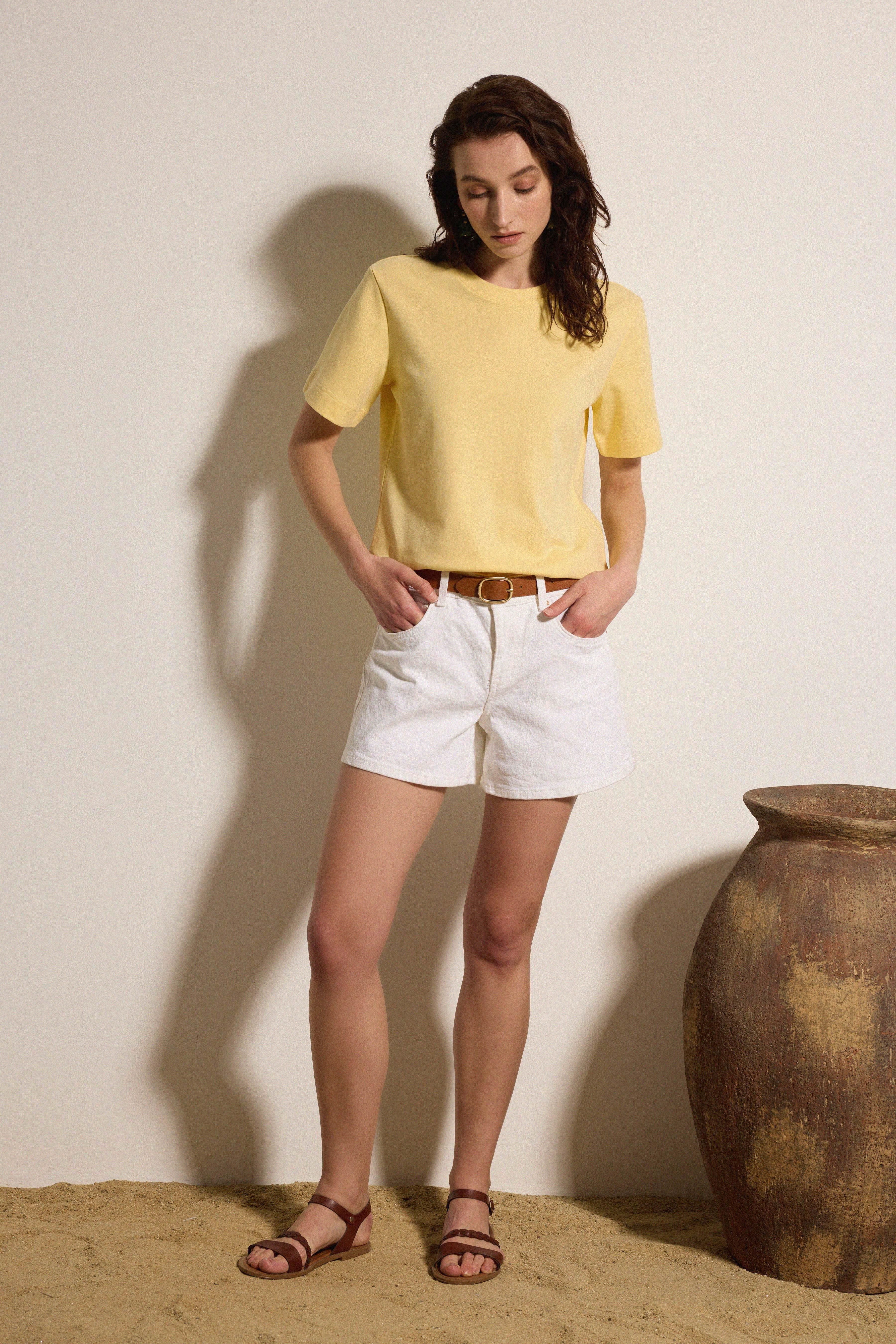 Premium Pamuk Basic Tshirt - SARI