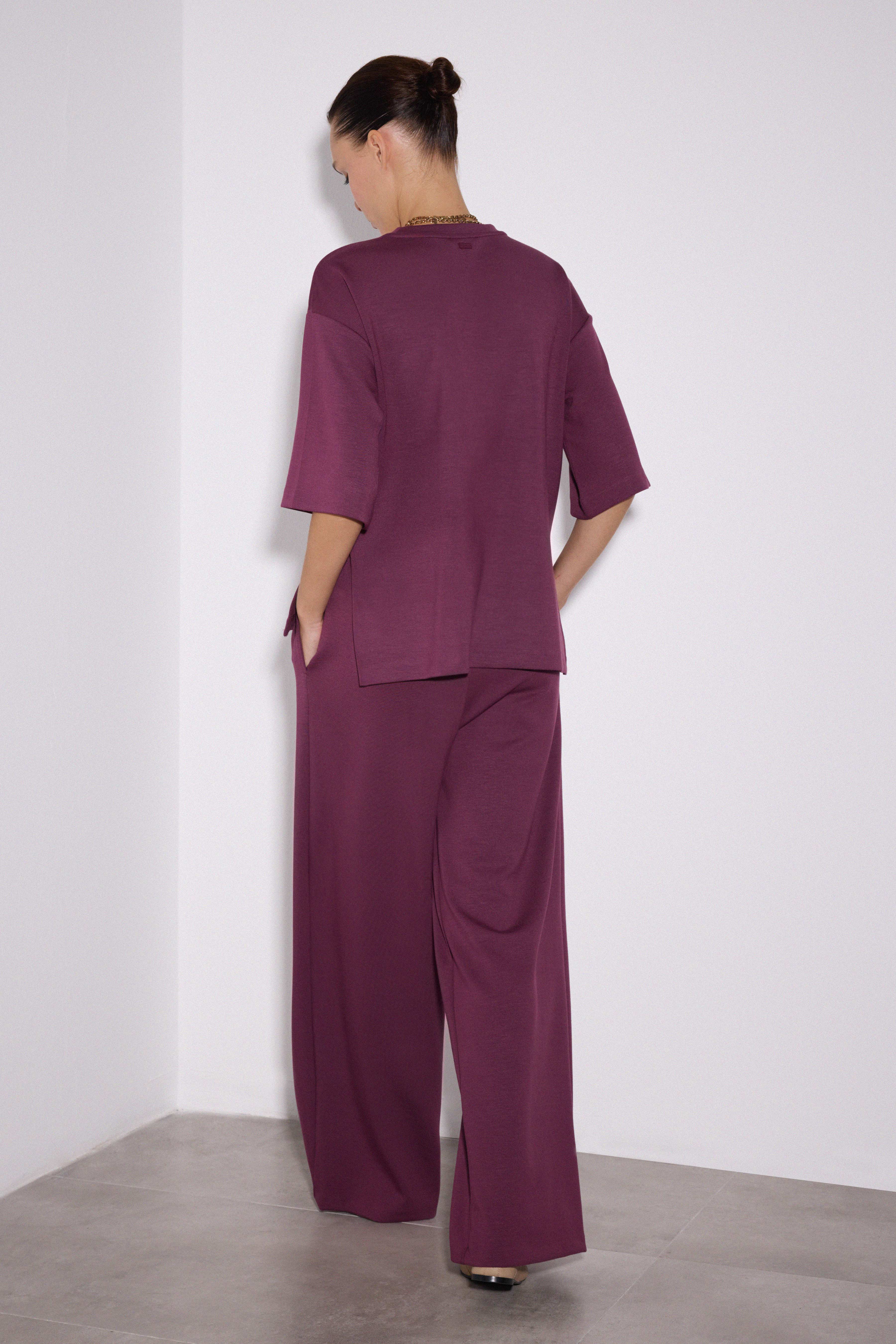 Pileli Geniş Paça Modal Jogger - MÜRDÜM