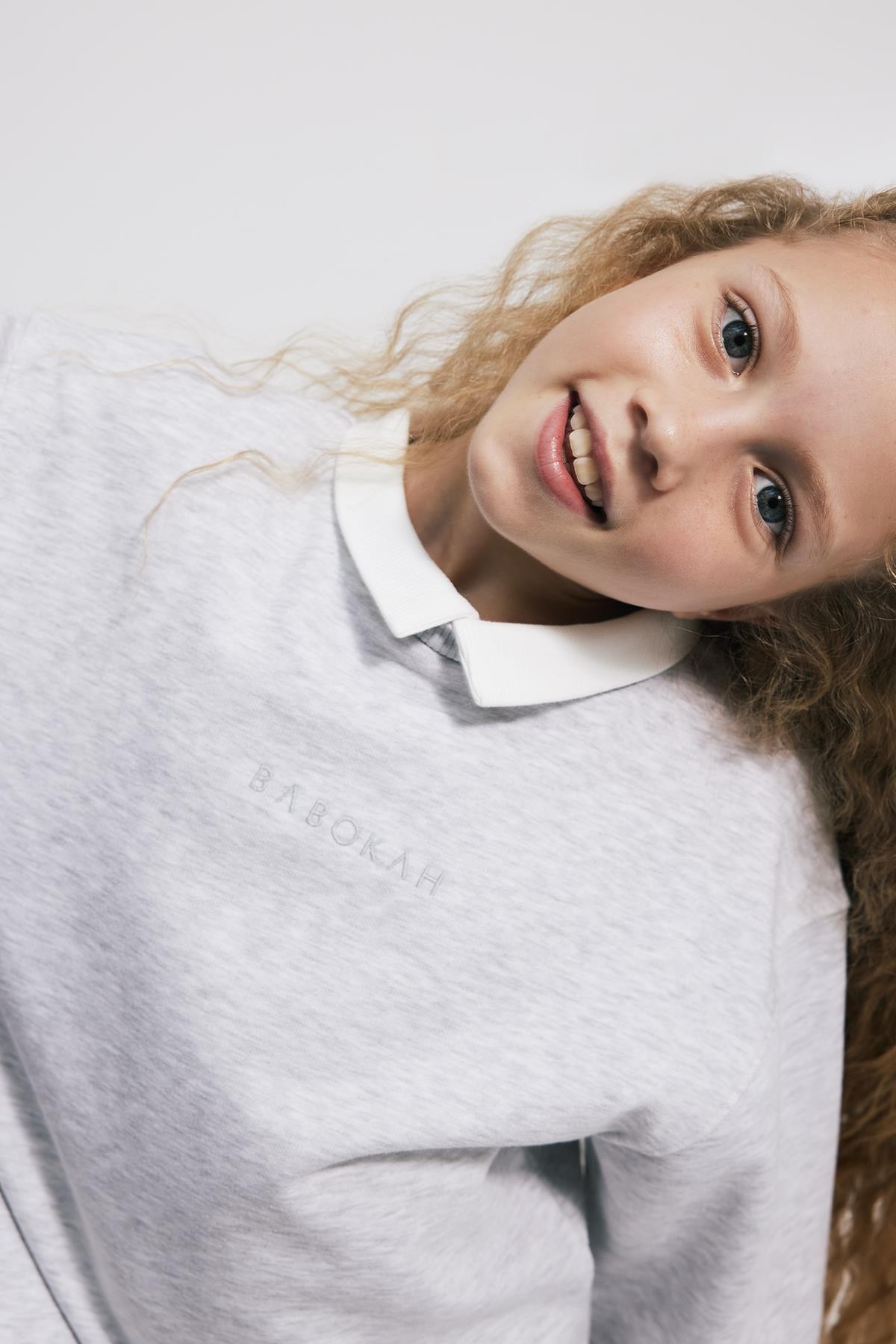 (Kids Girl) Yakalı Loose Fit Sweat Gri Melanj Elbise