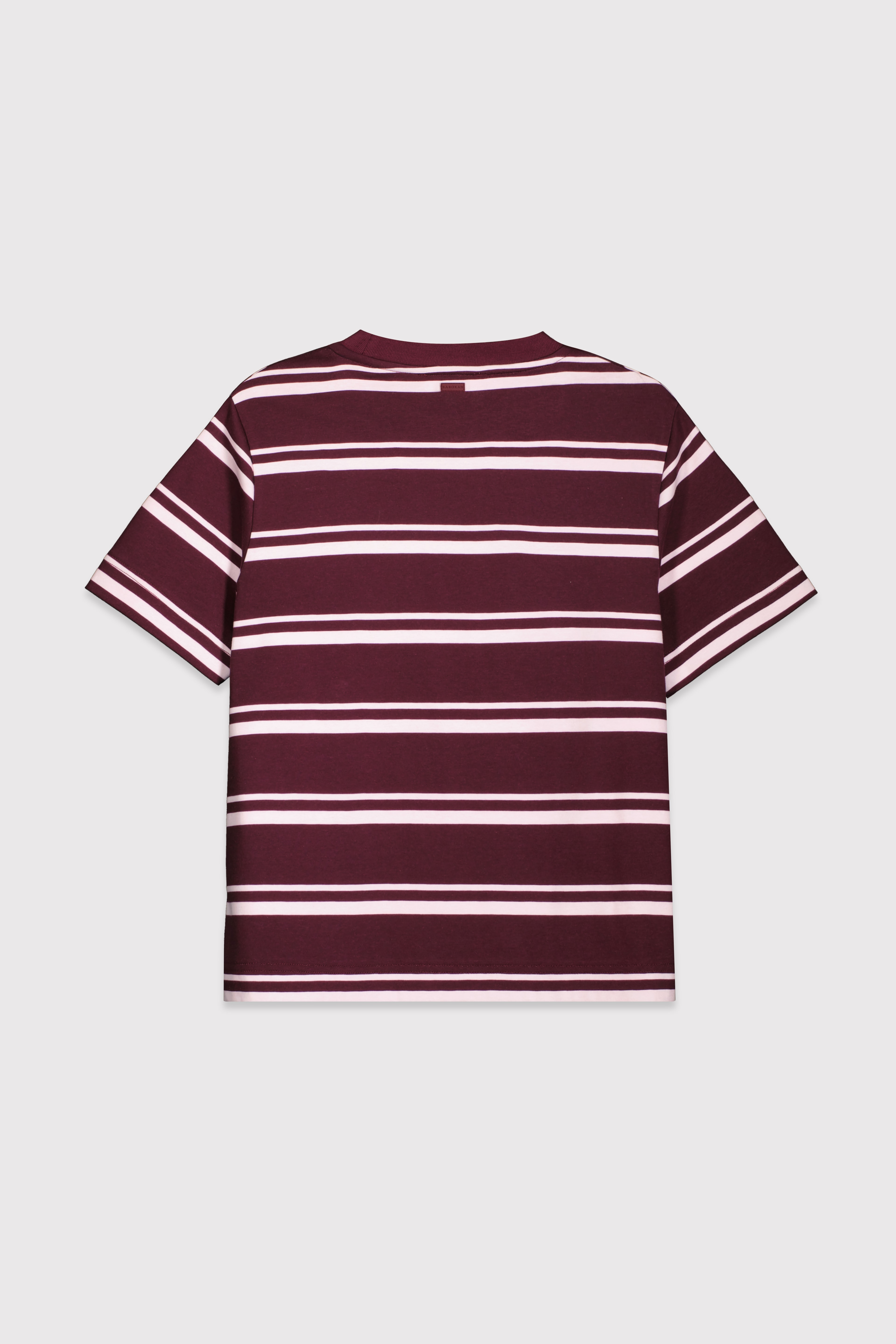 Çizgili Regular Basic Tshirt - BORDO ÇİZGİLİ