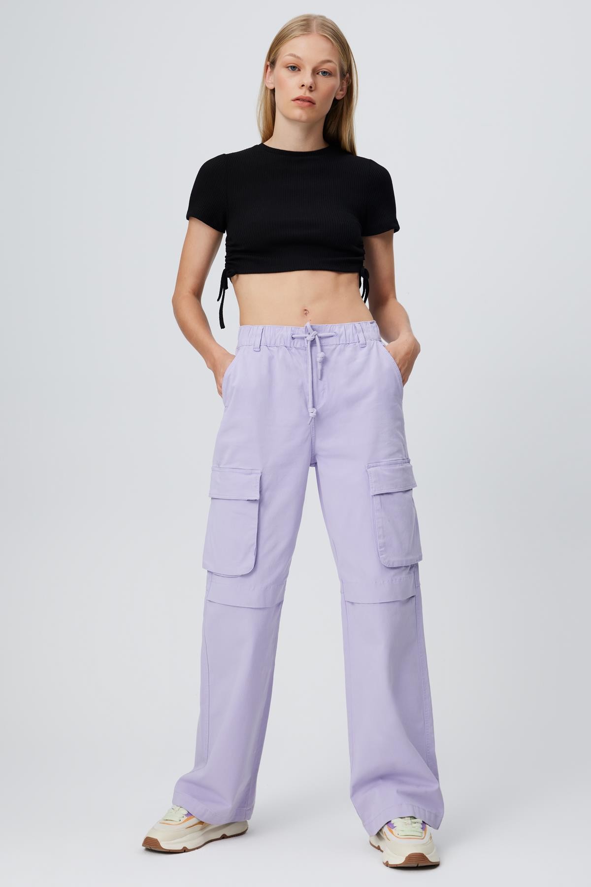 Yan Büzgülü Crop Top