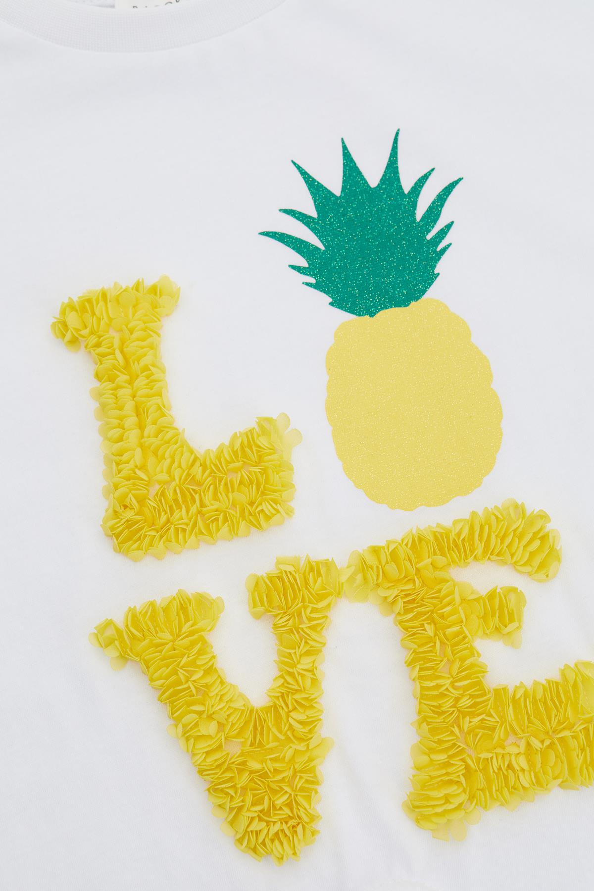 (Kids Girl) Meyve Nakışlı Düğümlü Crop T-shirt - BEYAZ