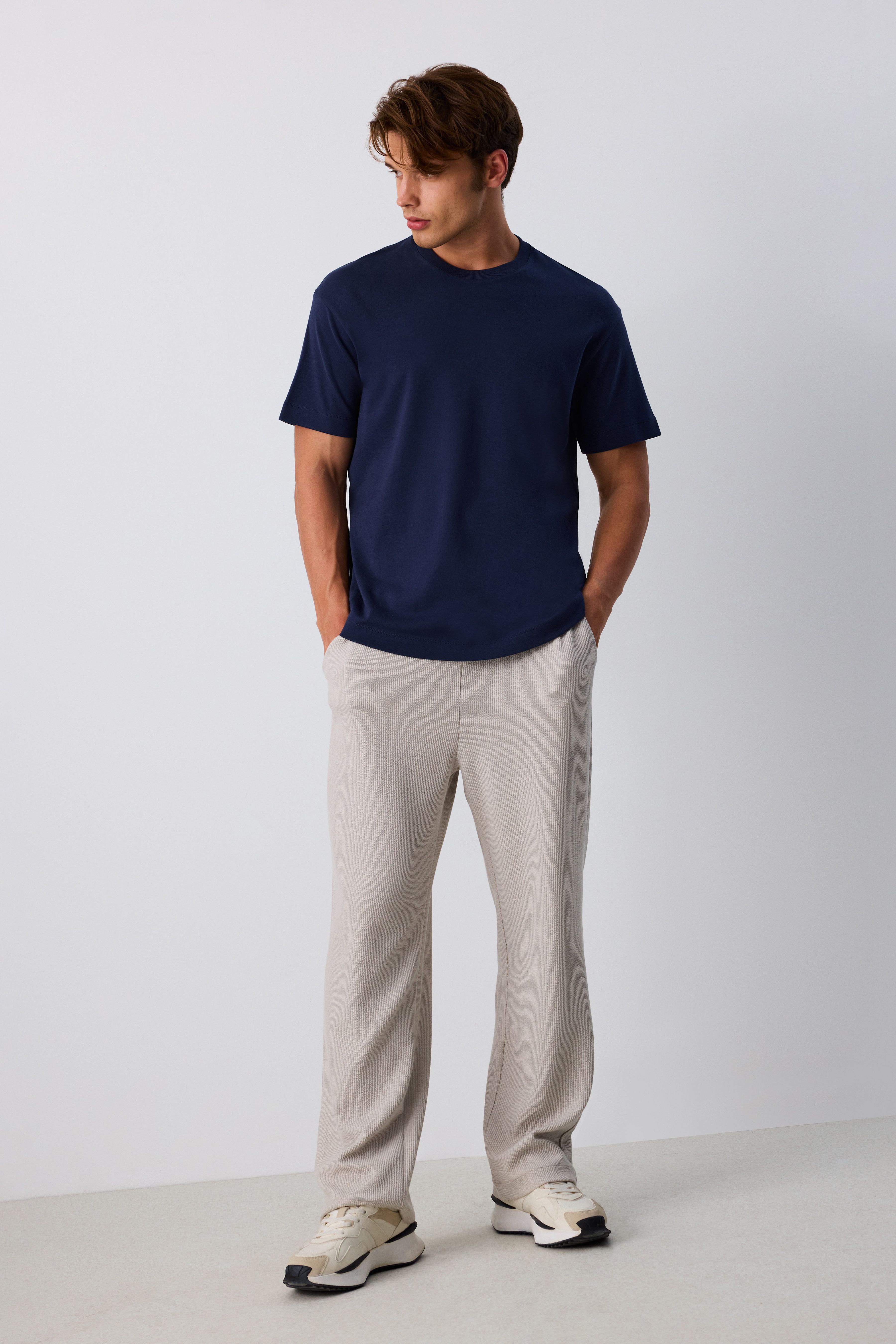 Premium Pamuk Basic Tshirt - LACİVERT
