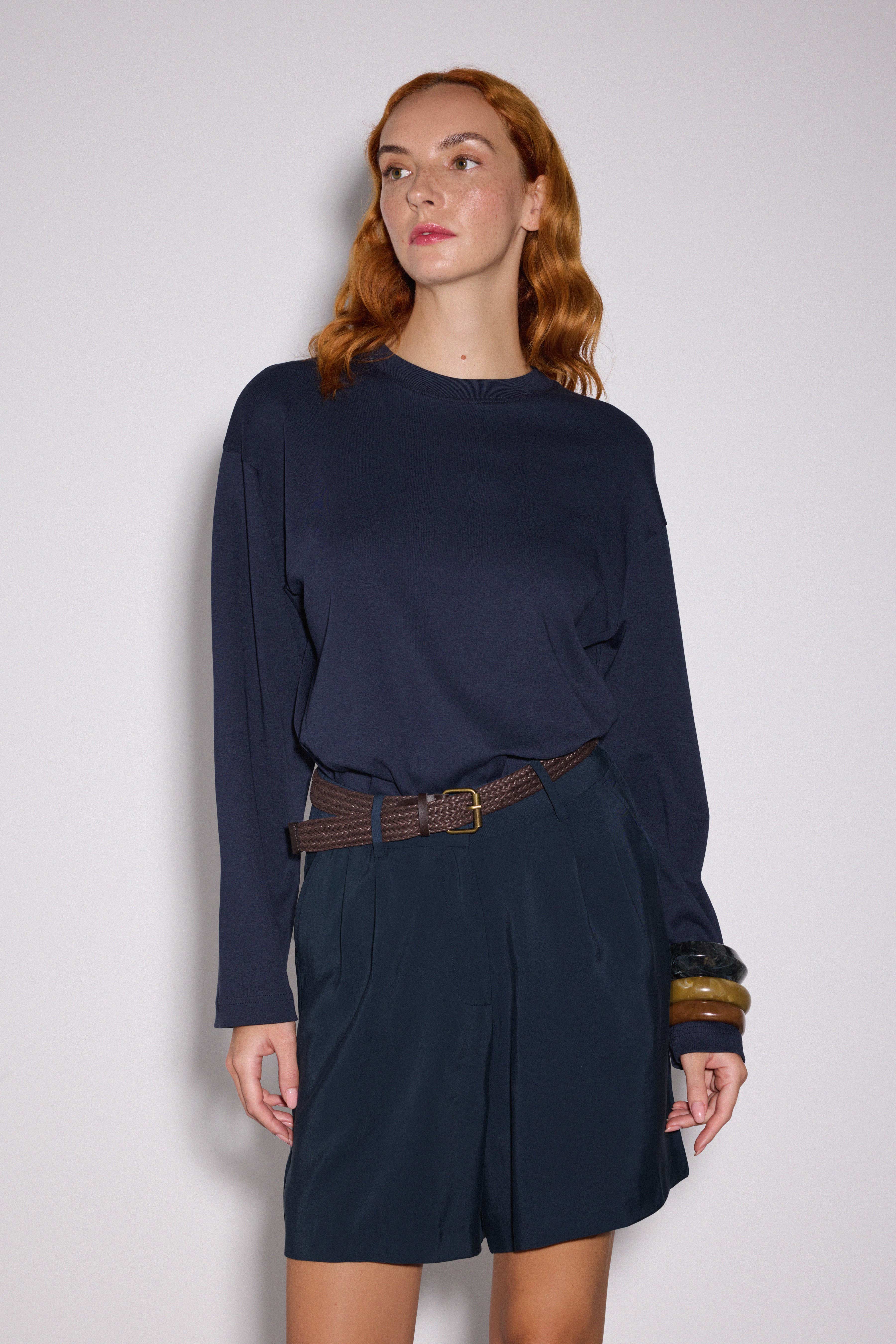 Premium Uzun Kol Oversize Tshirt - LACİVERT
