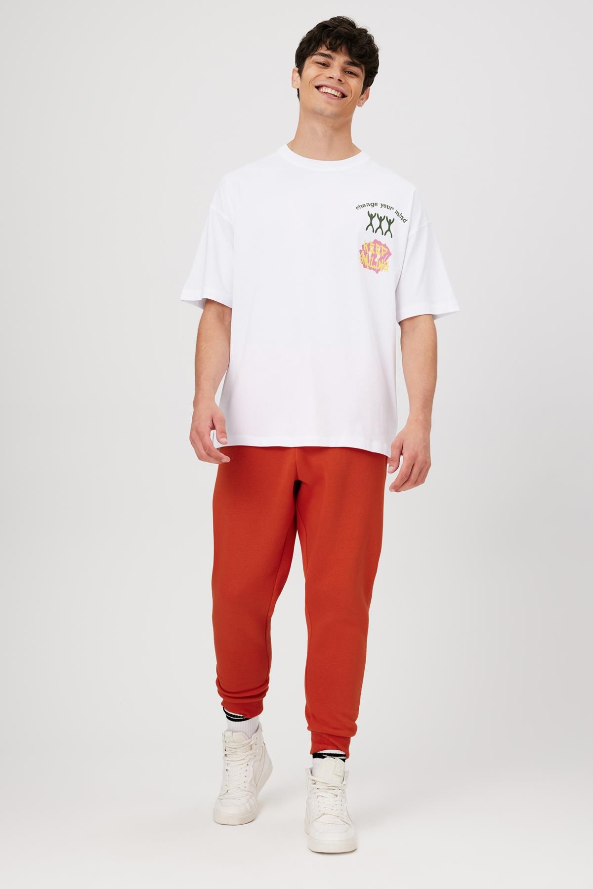 Ön Arka Baskılı Oversize Fit T-Shirt