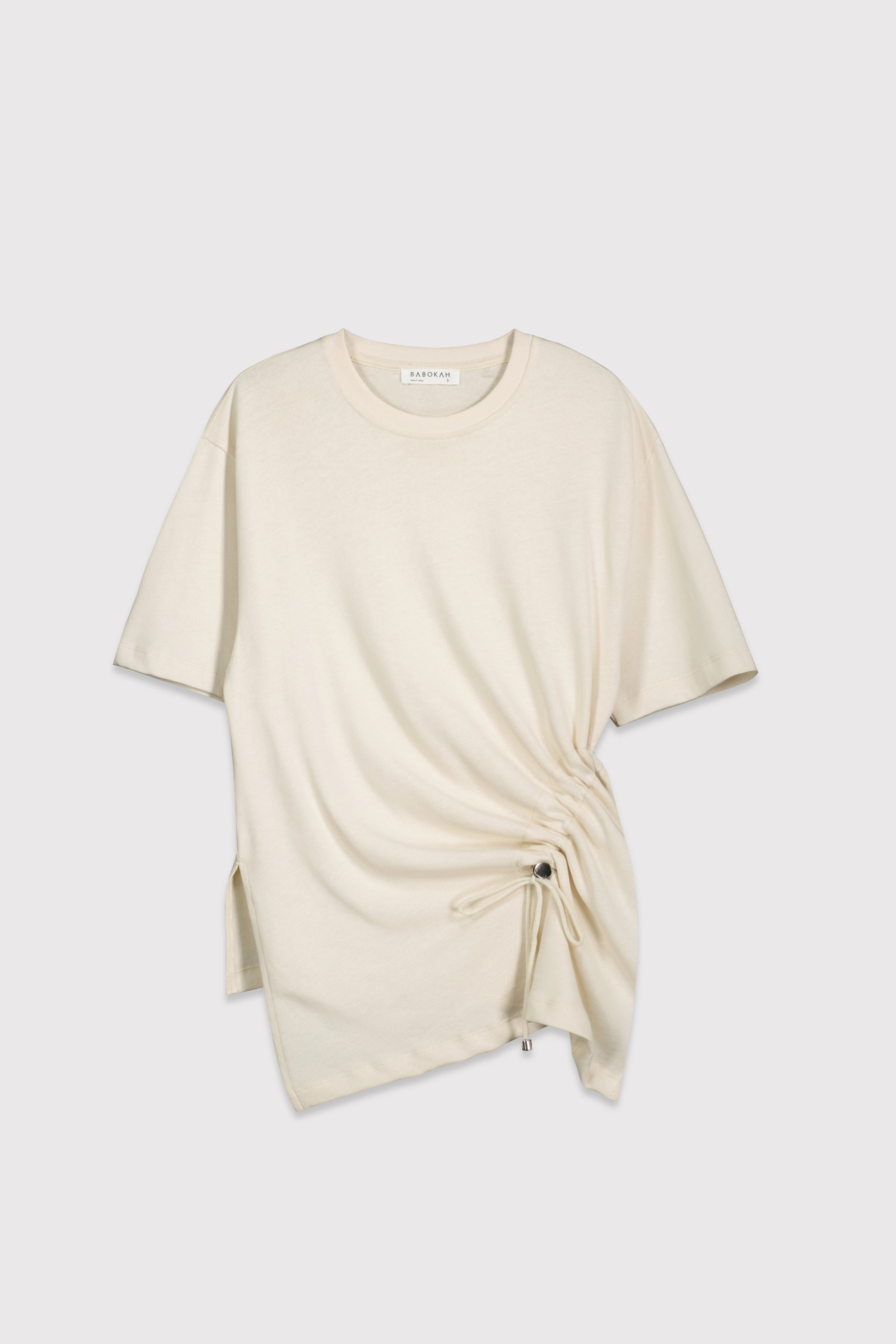 Drapeli Asimetrik Tshirt - KUM BEJİ