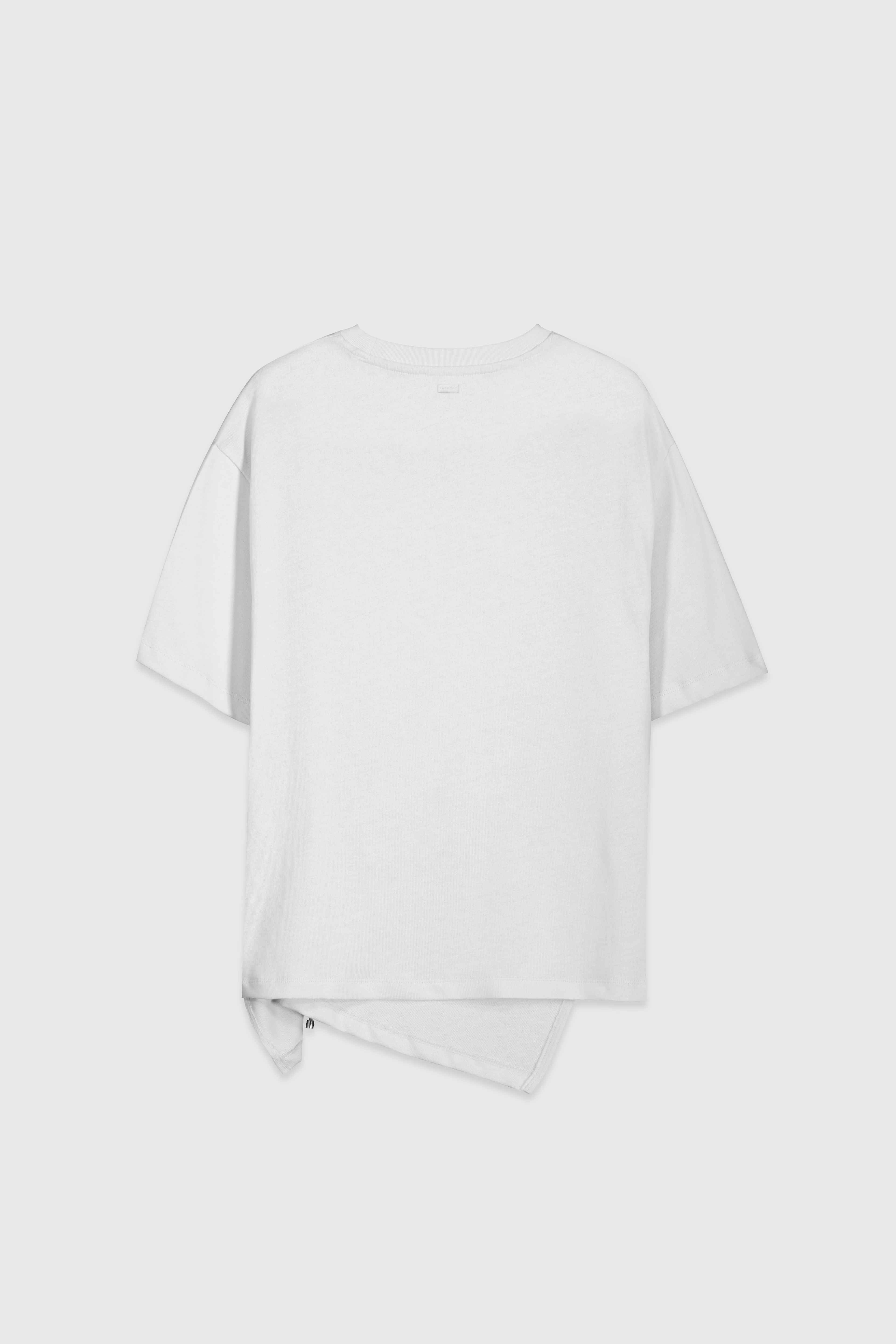 Drapeli Asimetrik Tshirt - BEYAZ