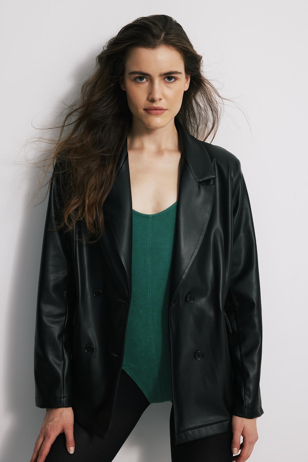 Suni Deri Blazer Ceket