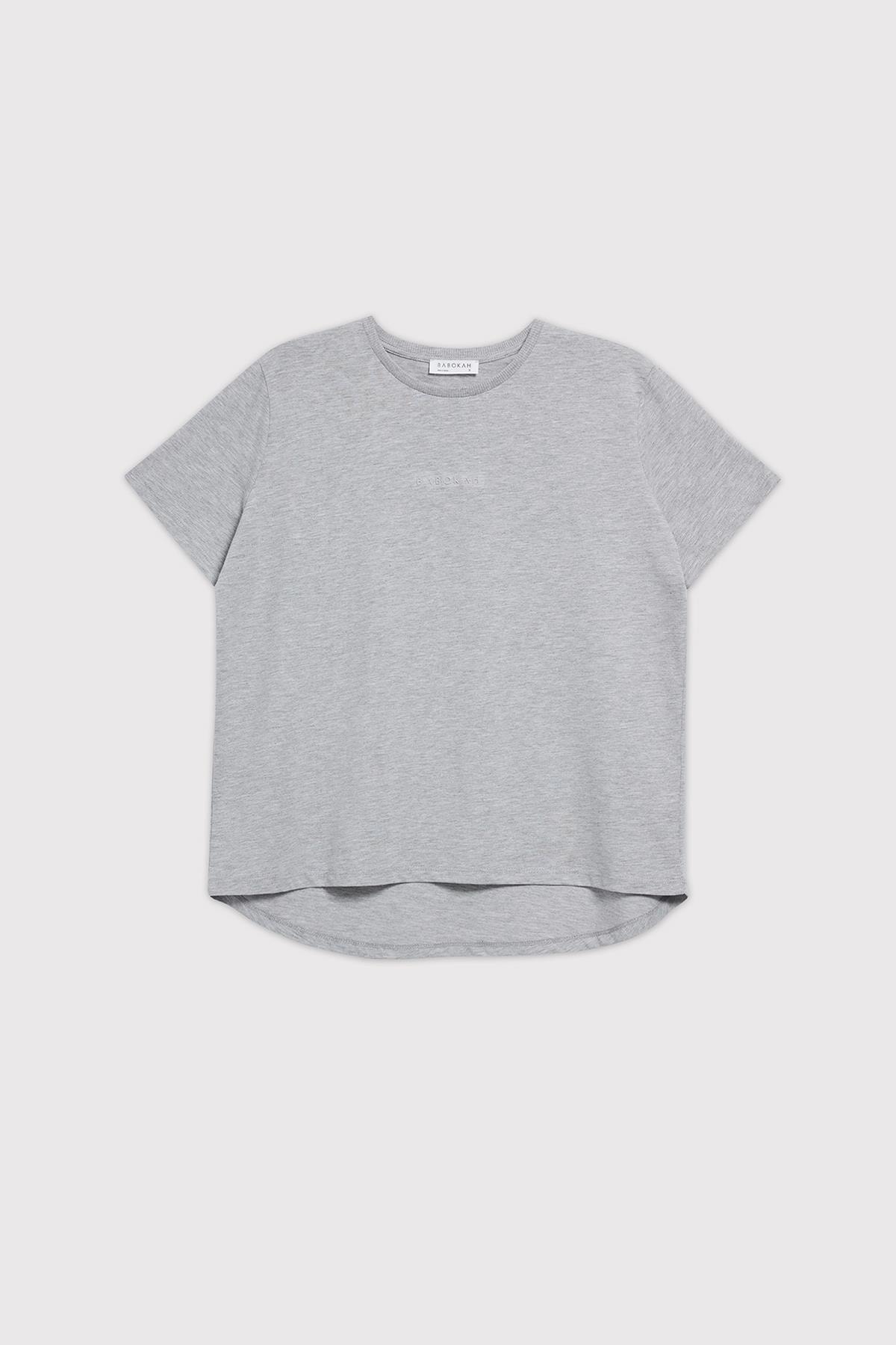 Kısa Kollu Asimetrik Kadın Tshirt - GRİ MELANJ