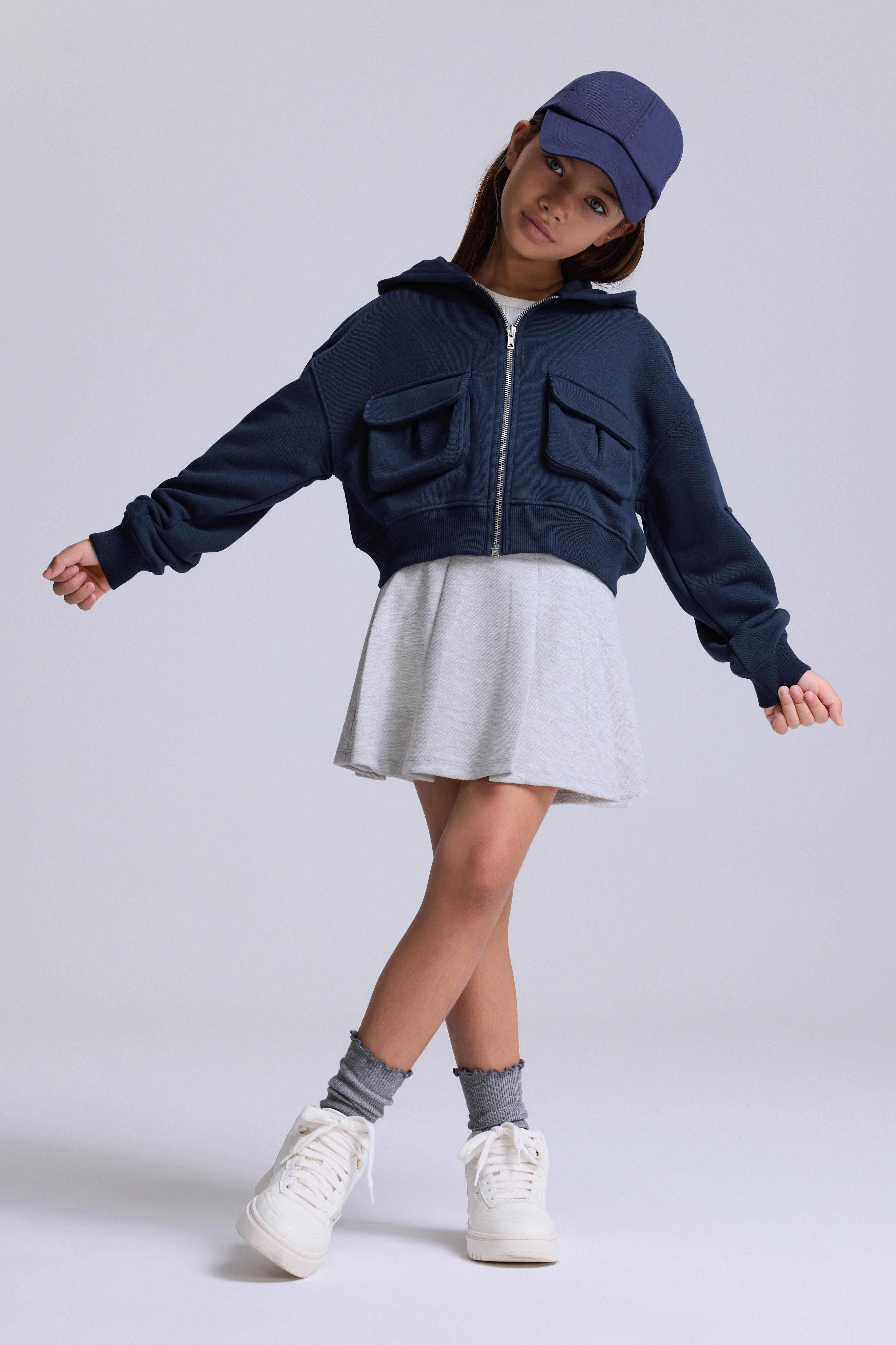 (Kids Girl) Kargo Cepli Bomber Ceket - LACİVERT