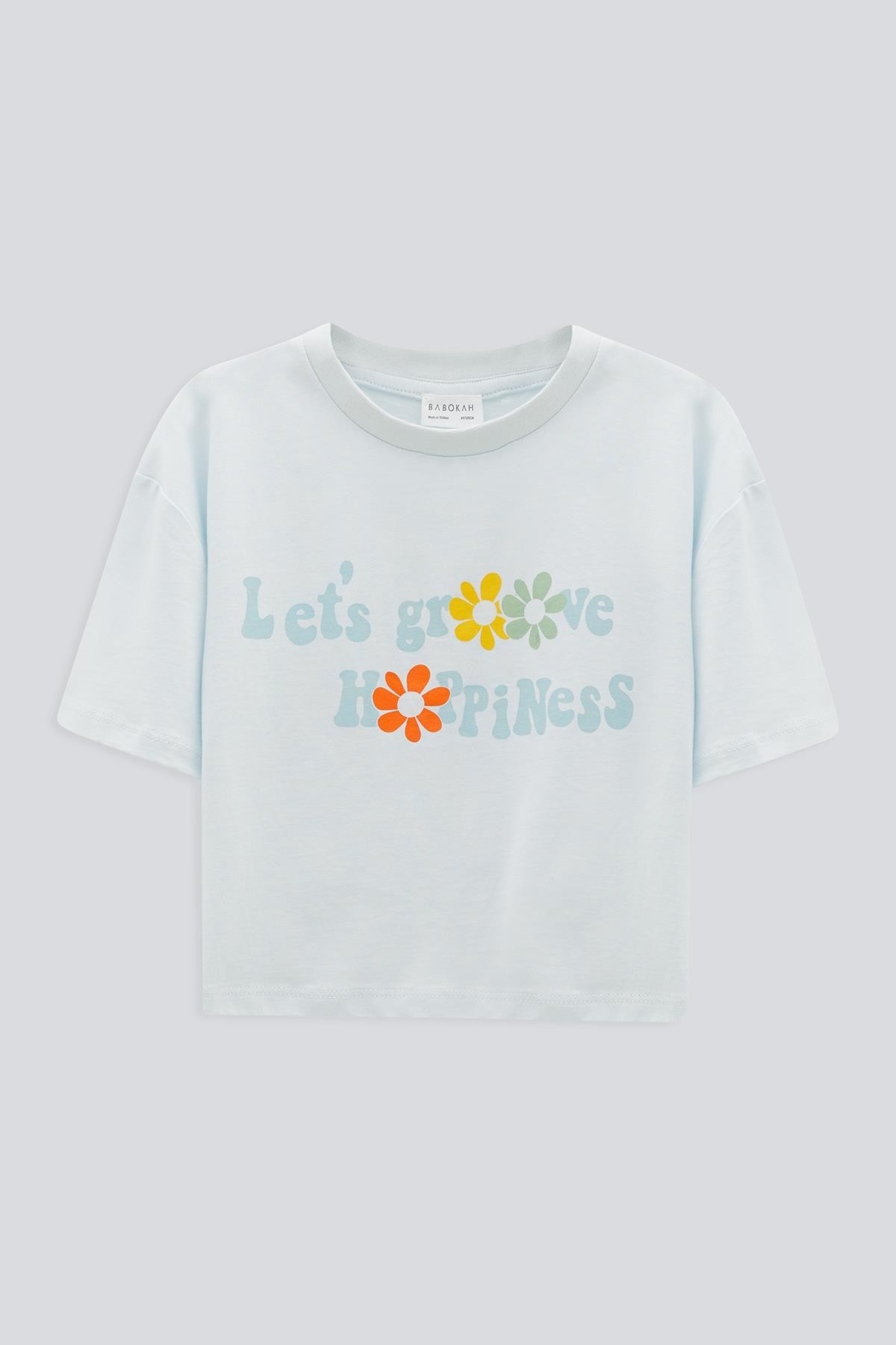 (Kids Girl) Groovy Baskılı Crop T-Shirt