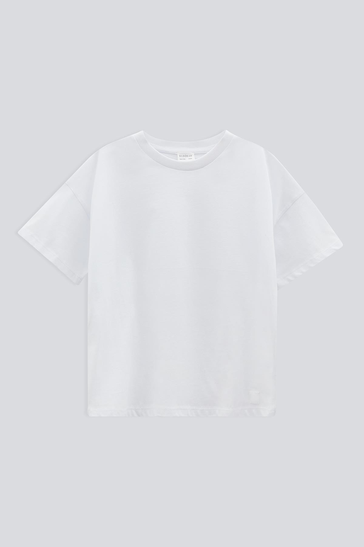 (Kids Girl) Basic Oversize Fit Kısa Kol T-Shirt - BEYAZ