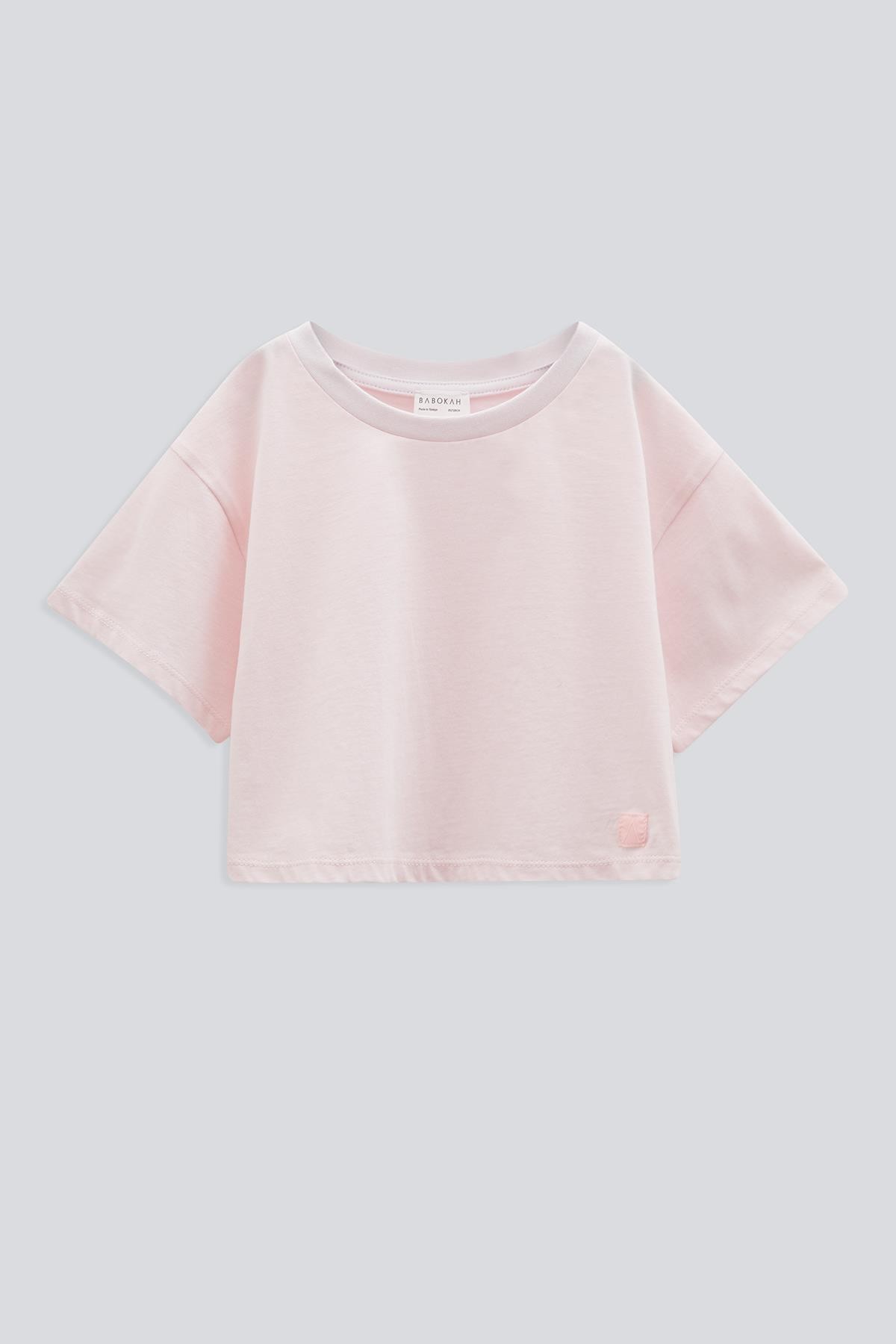 (Kids Girl) Basic Kısa Kol Crop T-Shirt - PEMBE