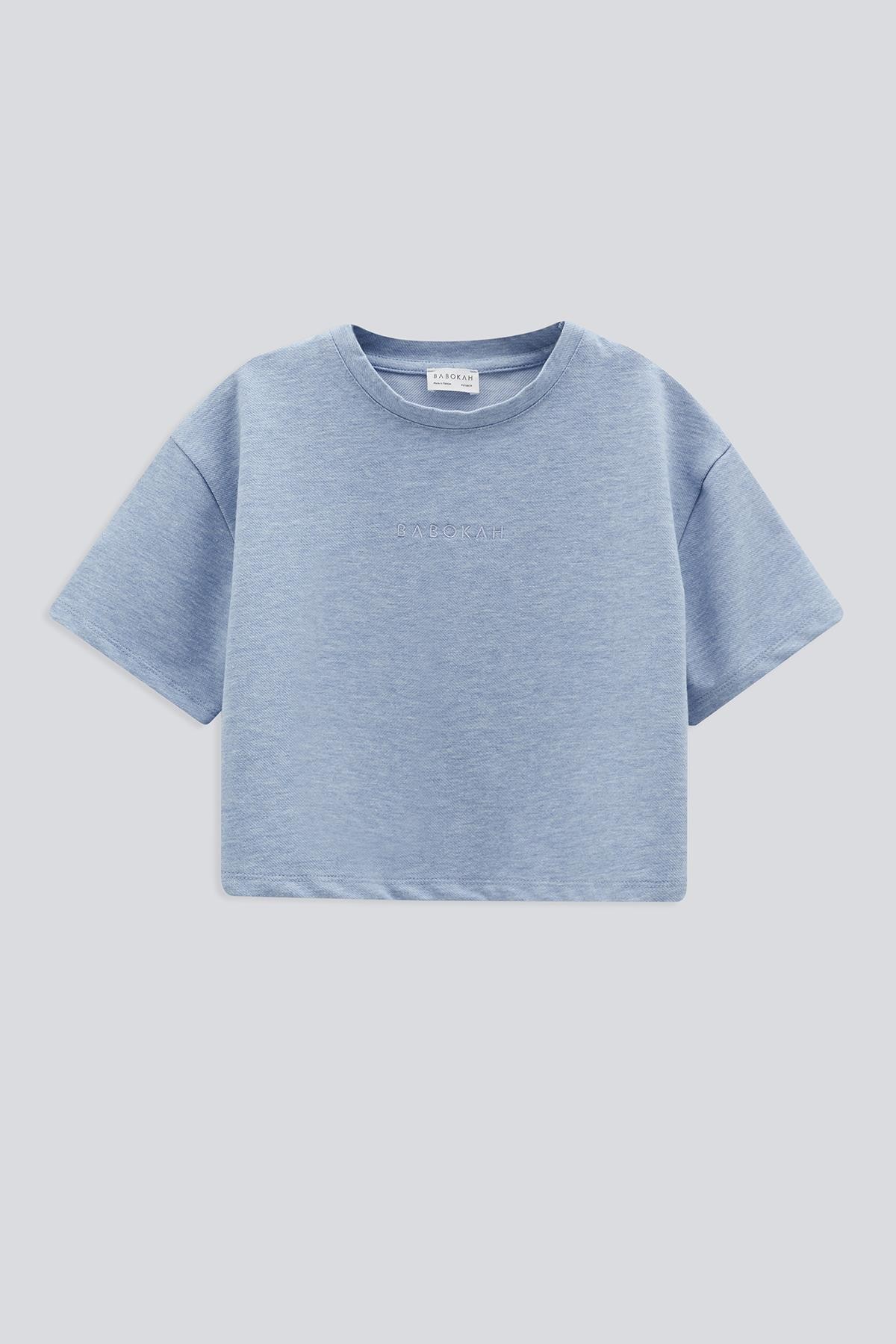 (Kids Girl) Heavy Jersey Crop T-Shirt - MAVİ