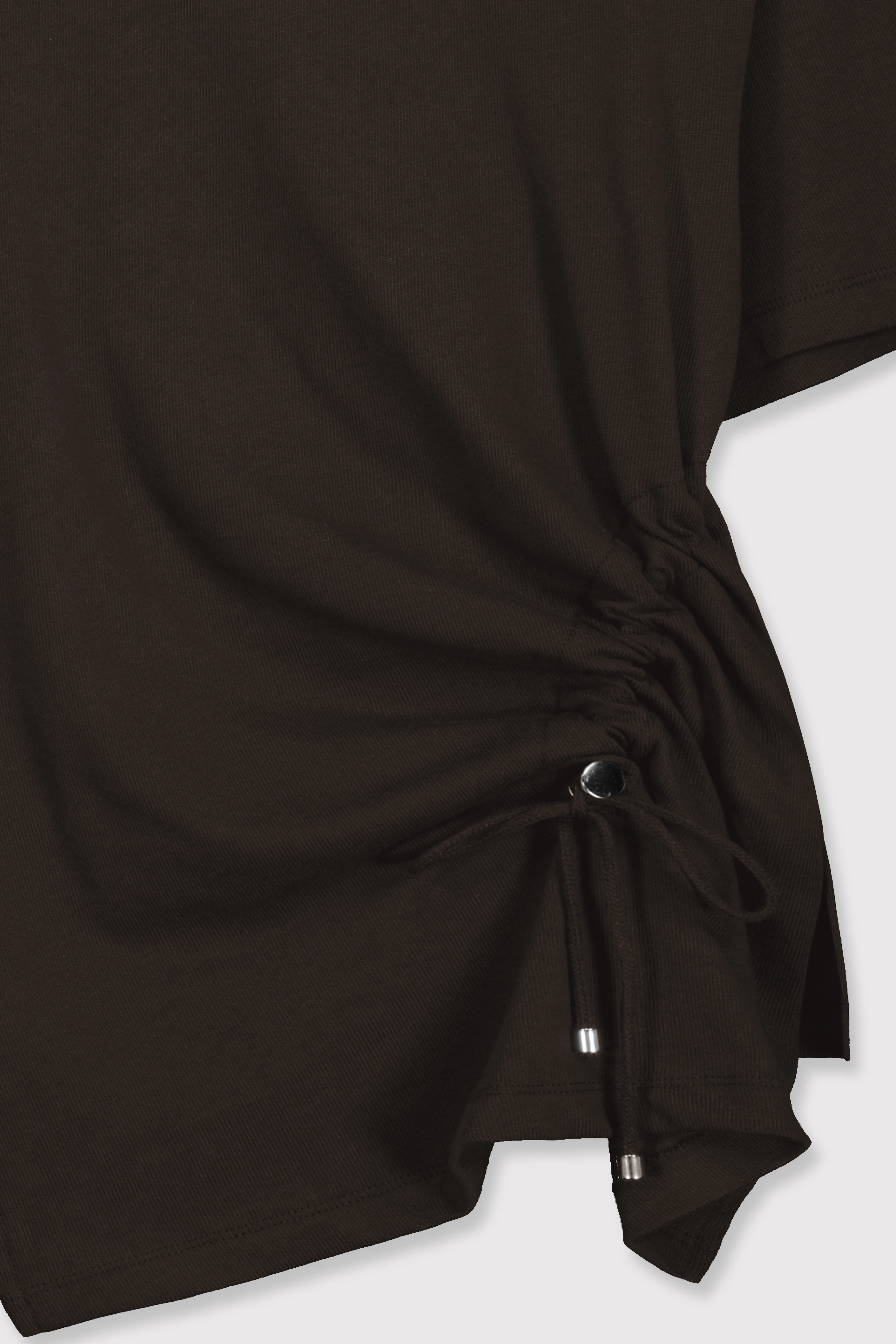 Drapeli Asimetrik Tshirt - SİYAH