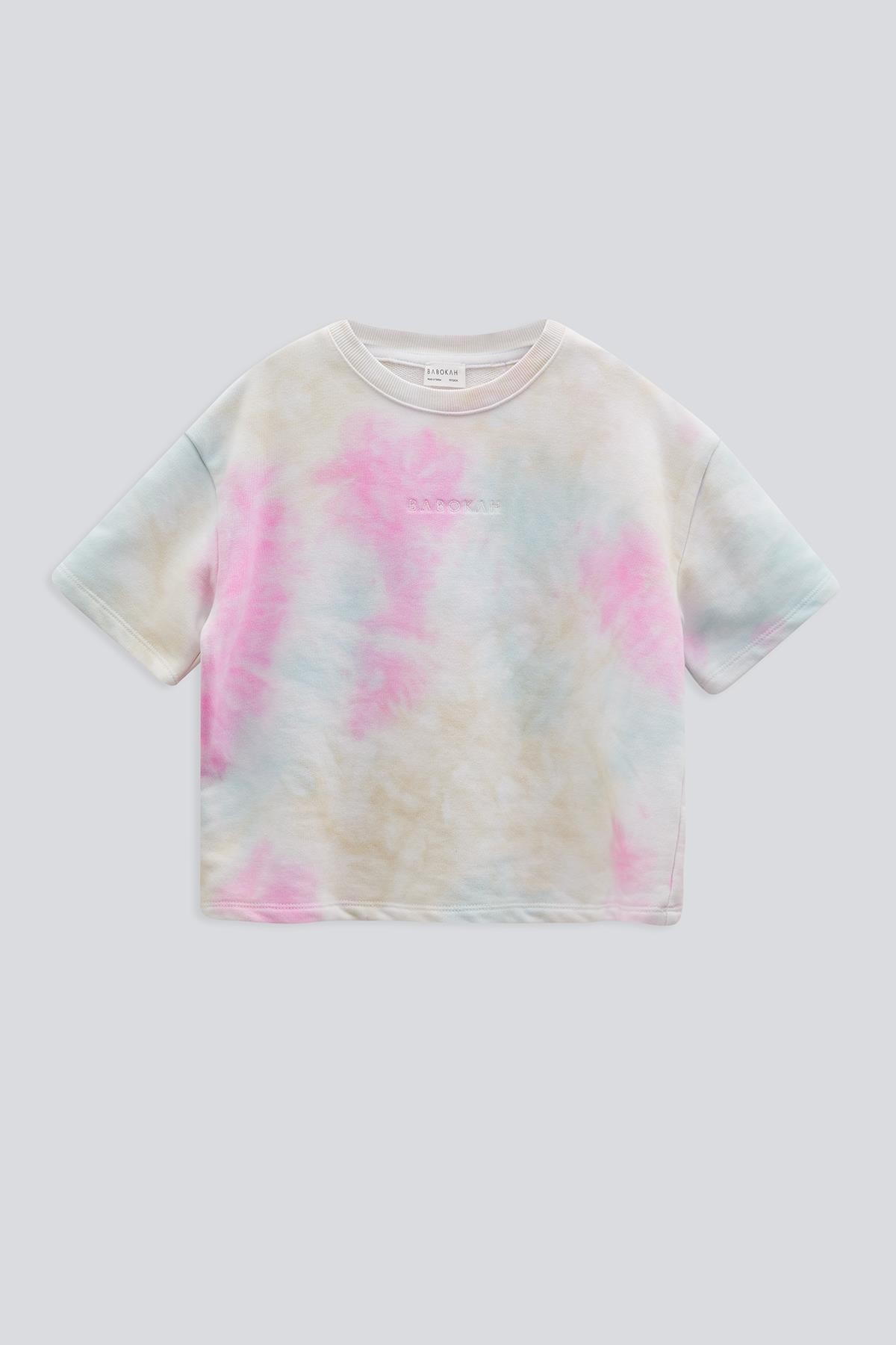 (Kids Girl) Renkli Batik Crop Üçiplik T-Shirt