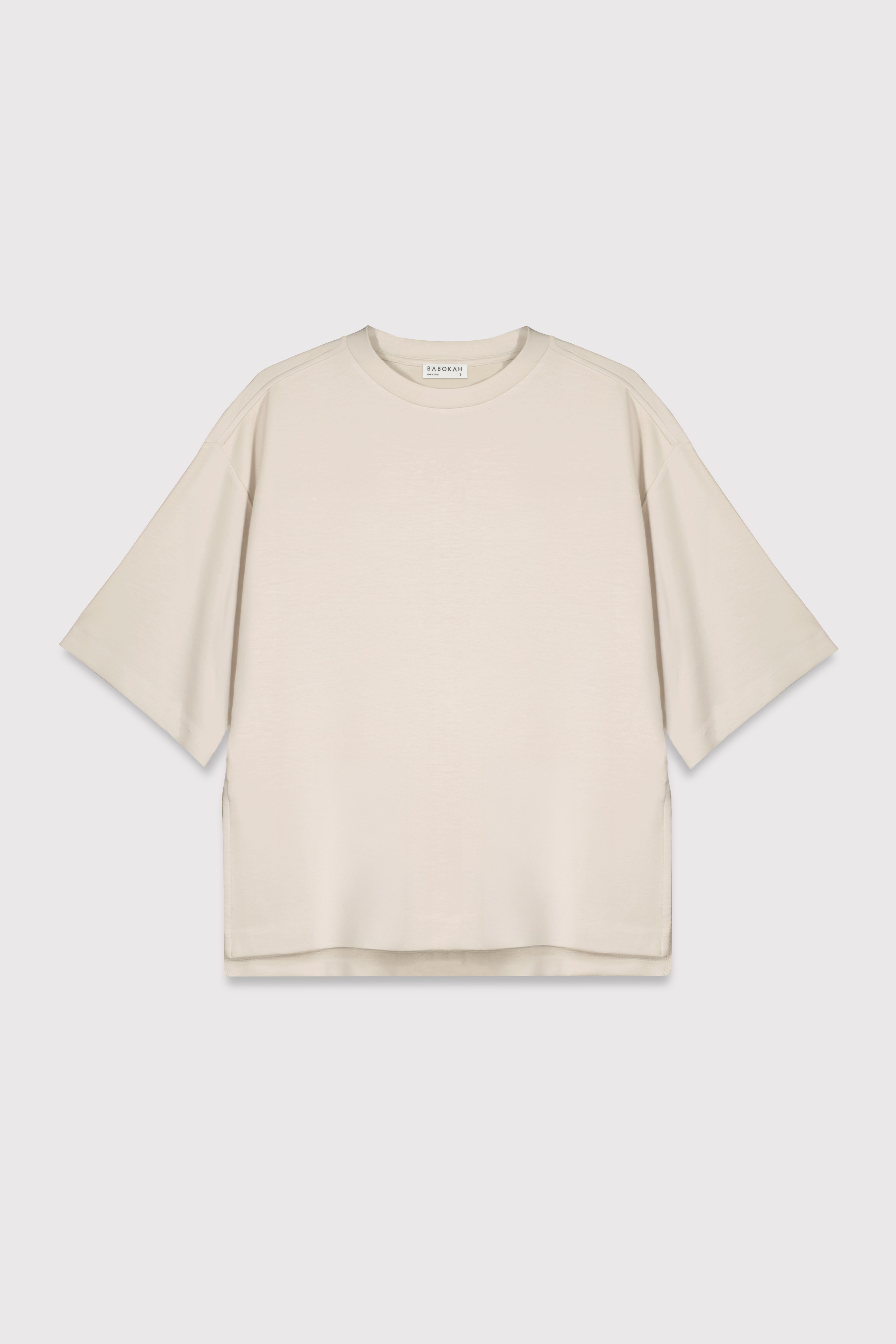 Yırtmaçlı Loose Fit Modal T-Shirt - TAŞ
