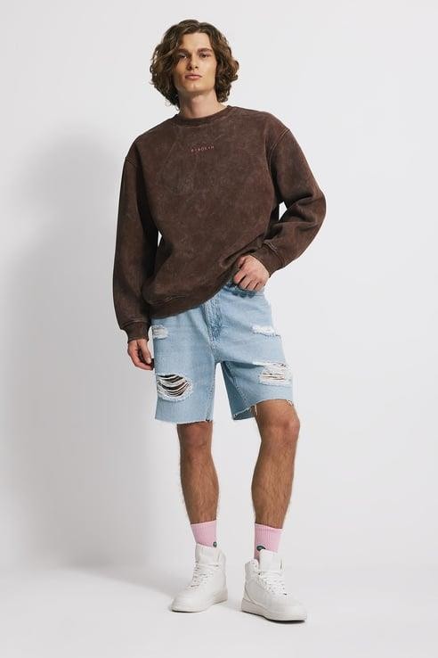 Eskitme Efektli Loose Fit Unisex Sweatshirt