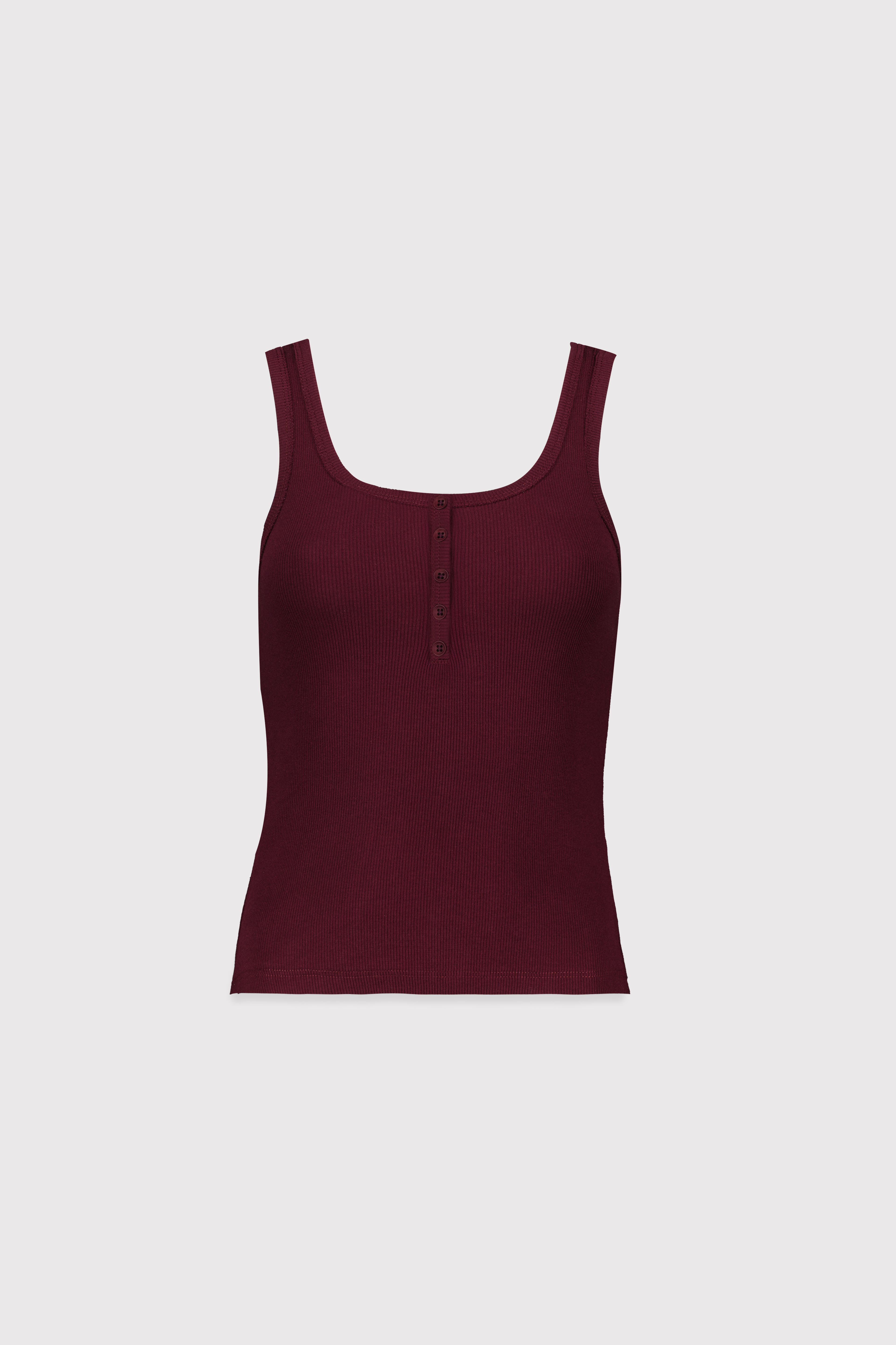 Fitilli Düğmeli Atlet - BORDO